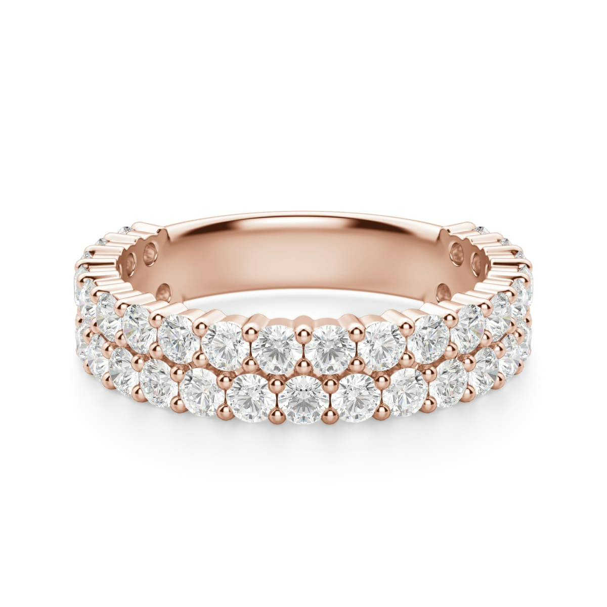 2.00 MM Round Cut Two Row Half Eternity Band