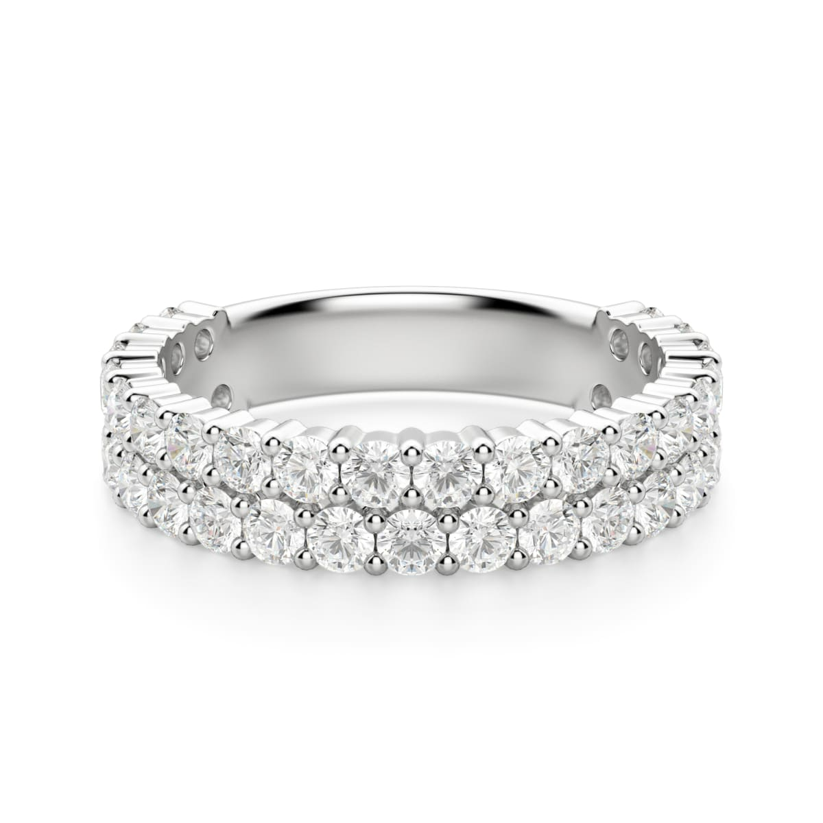 2.00 MM Round Cut Two Row Half Eternity Band
