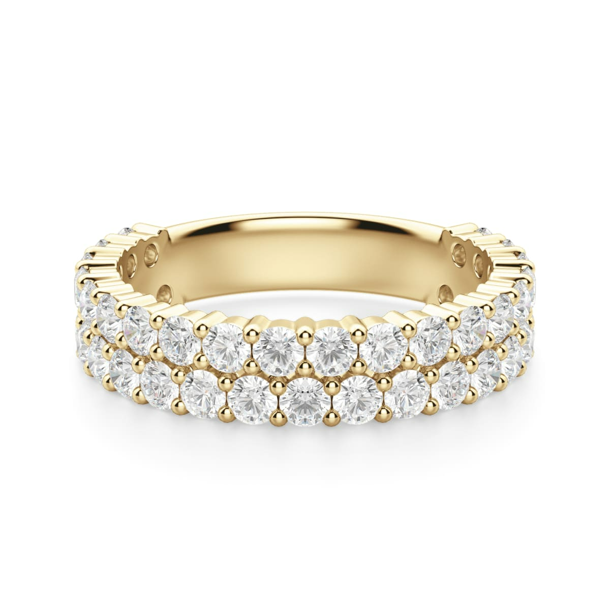 2.00 MM Round Cut Two Row Half Eternity Band