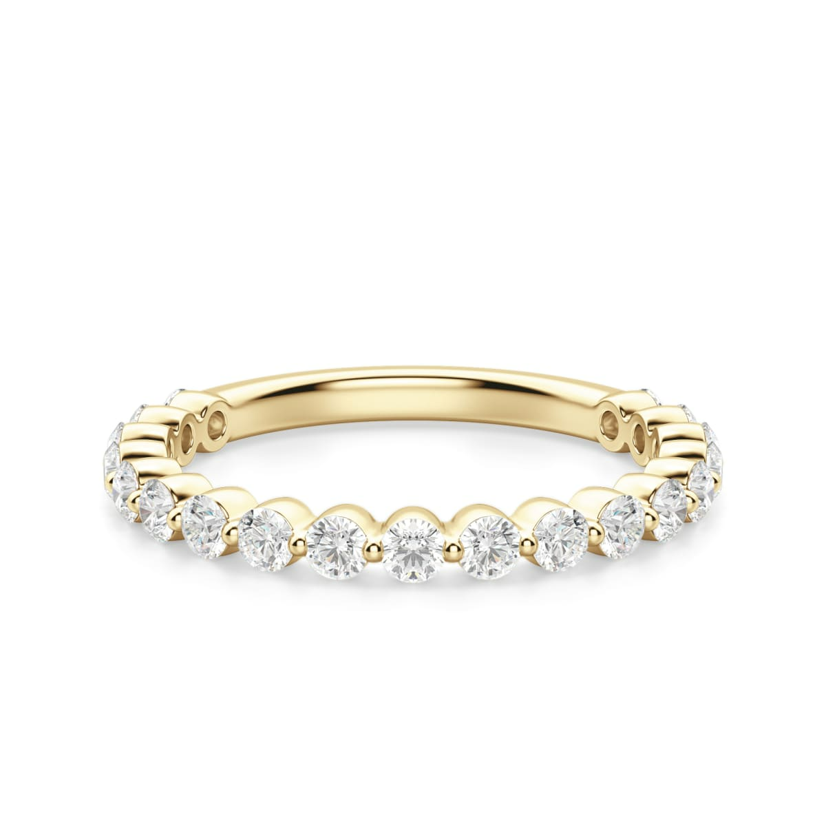 2.00 MM Round Cut Shared Prong Half Eternity Band