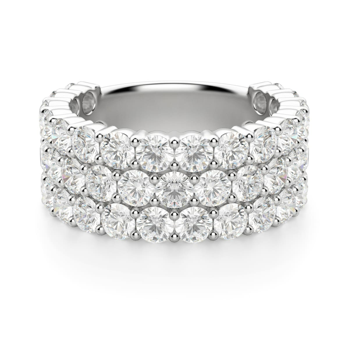 2.75 MM Round Cut Three Row Half Eternity Band