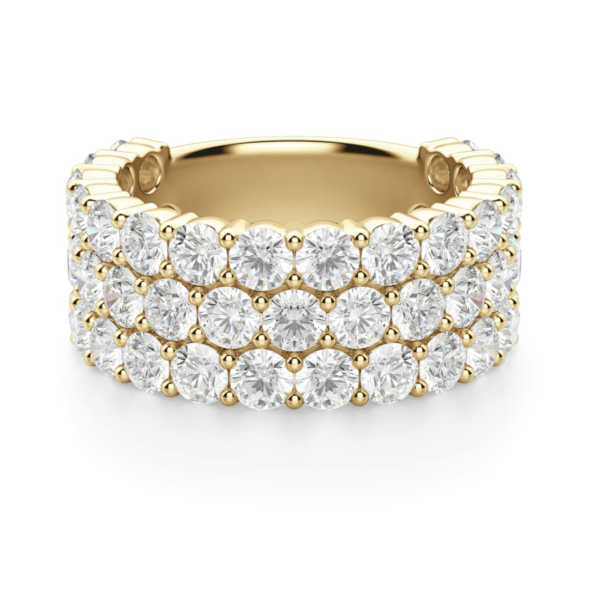 2.75 MM Round Cut Three Row Half Eternity Band