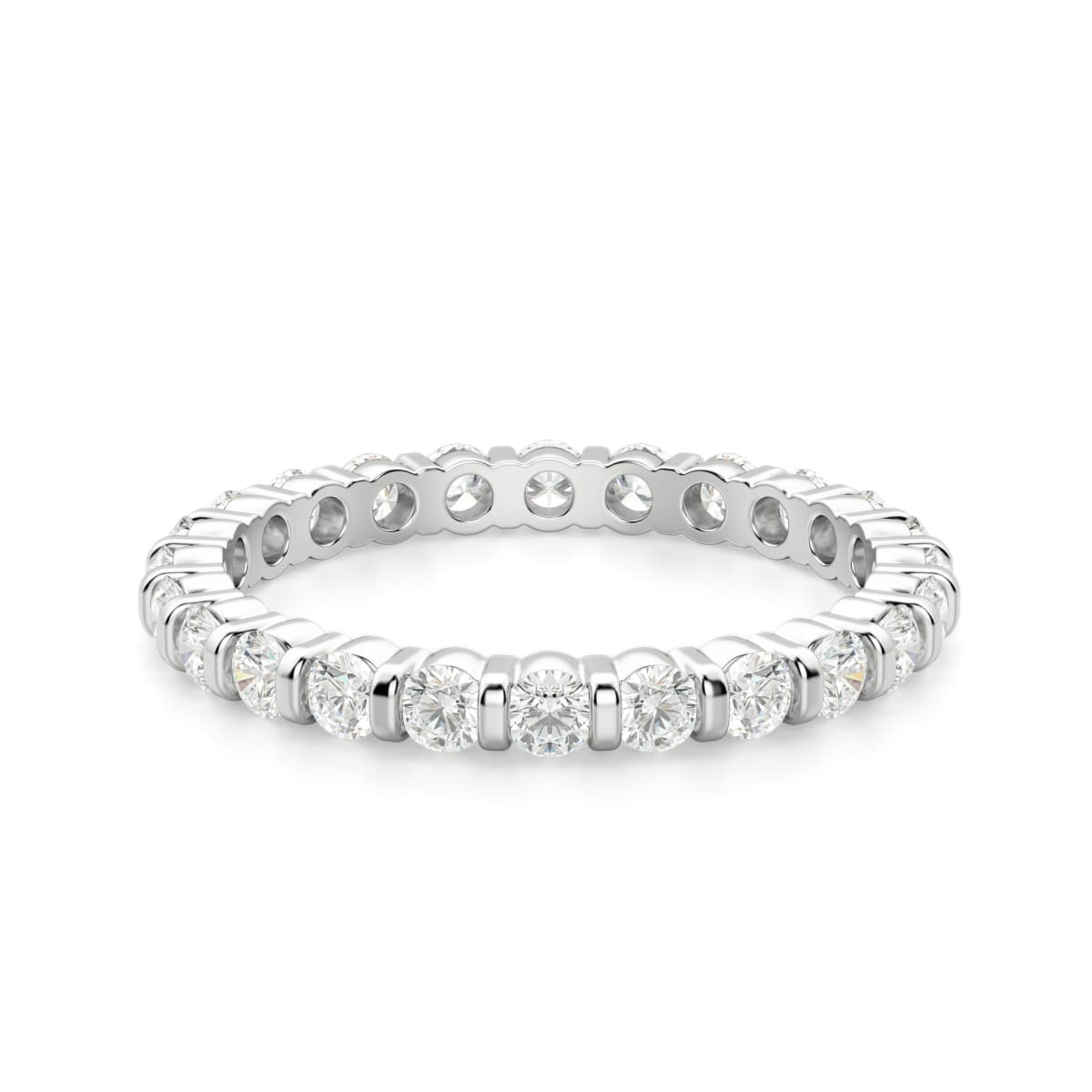 2.00 MM Round Cut Bar Set Eternity Band