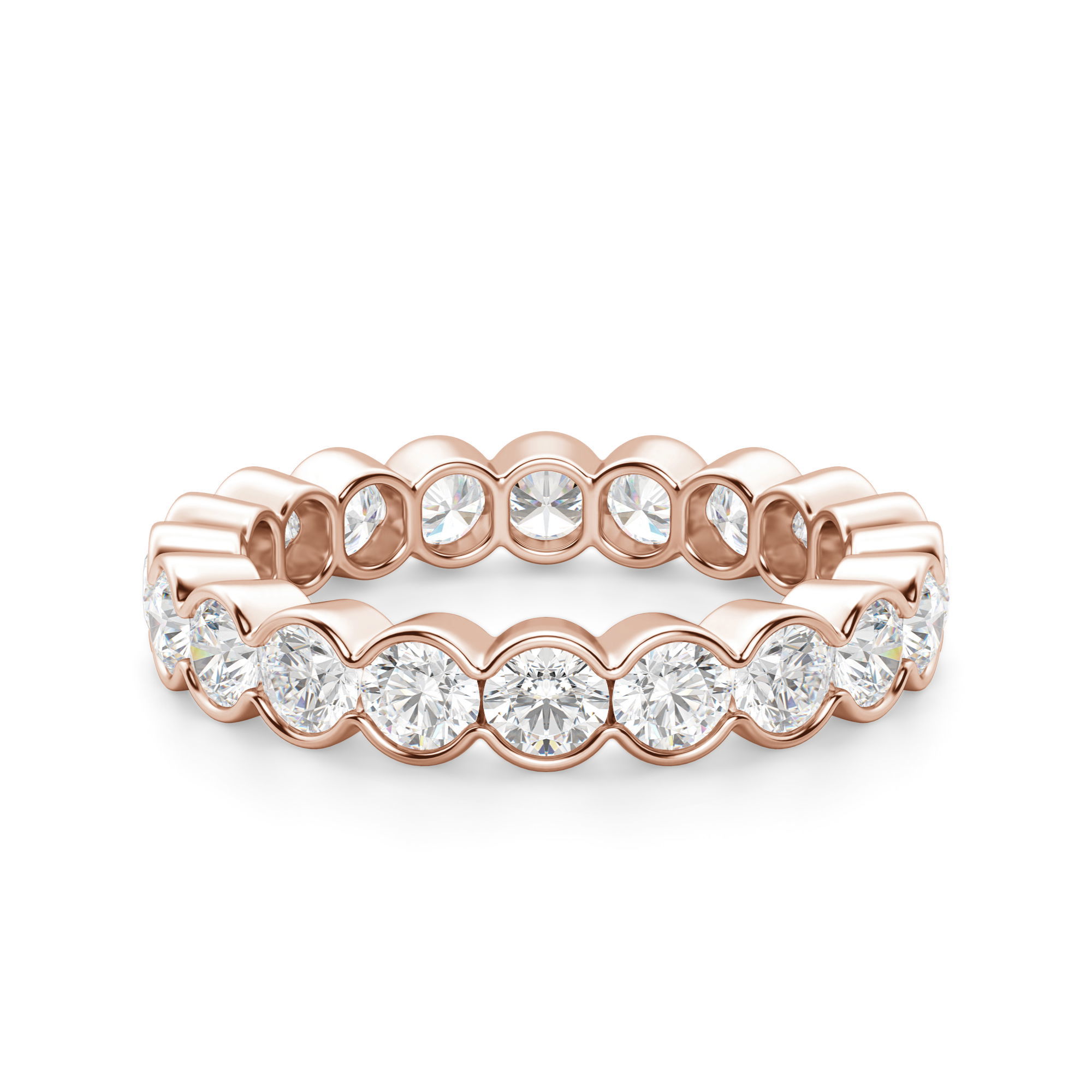 3.00 MM Round Cut Half Bezel Eternity Band