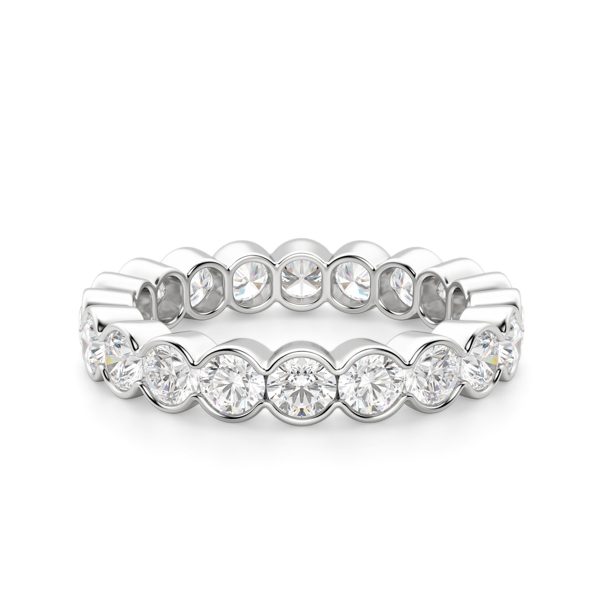 3.00 MM Round Cut Half Bezel Eternity Band