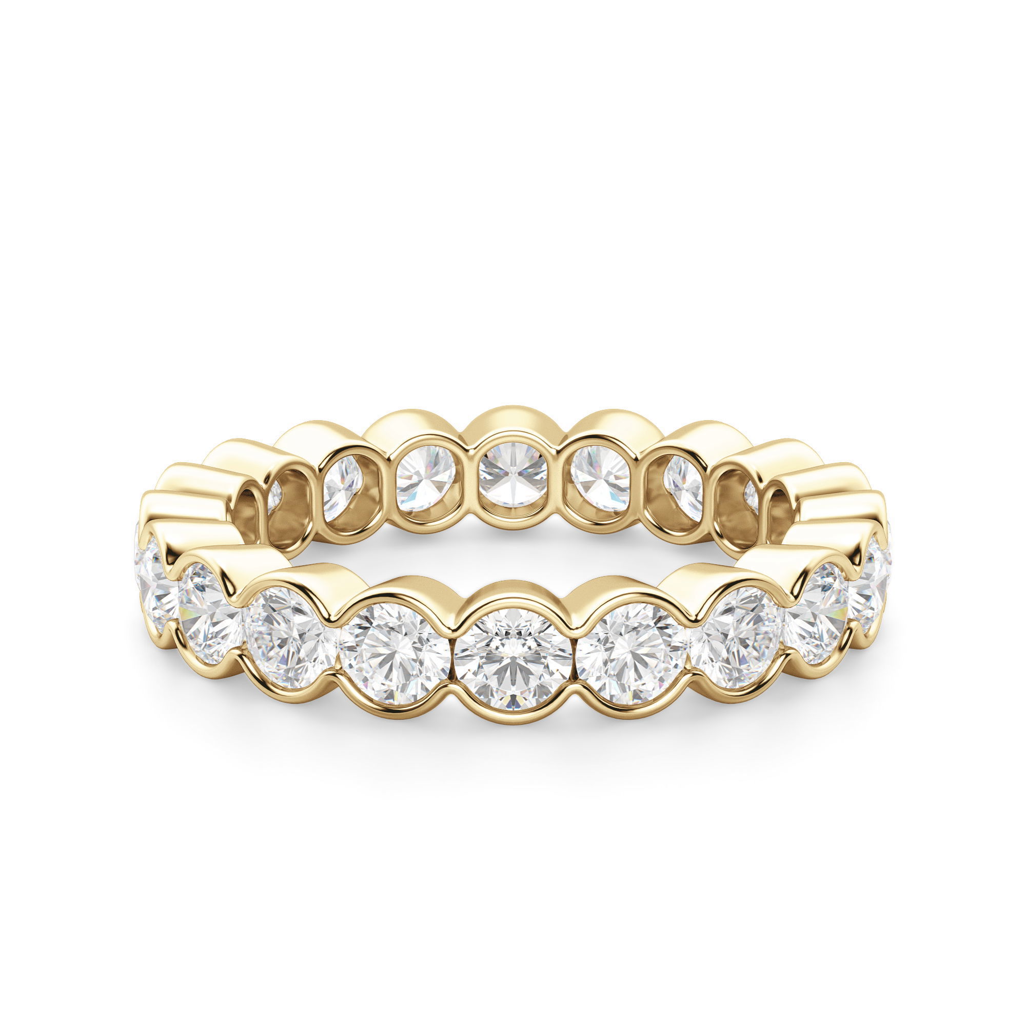 3.00 MM Round Cut Half Bezel Eternity Band