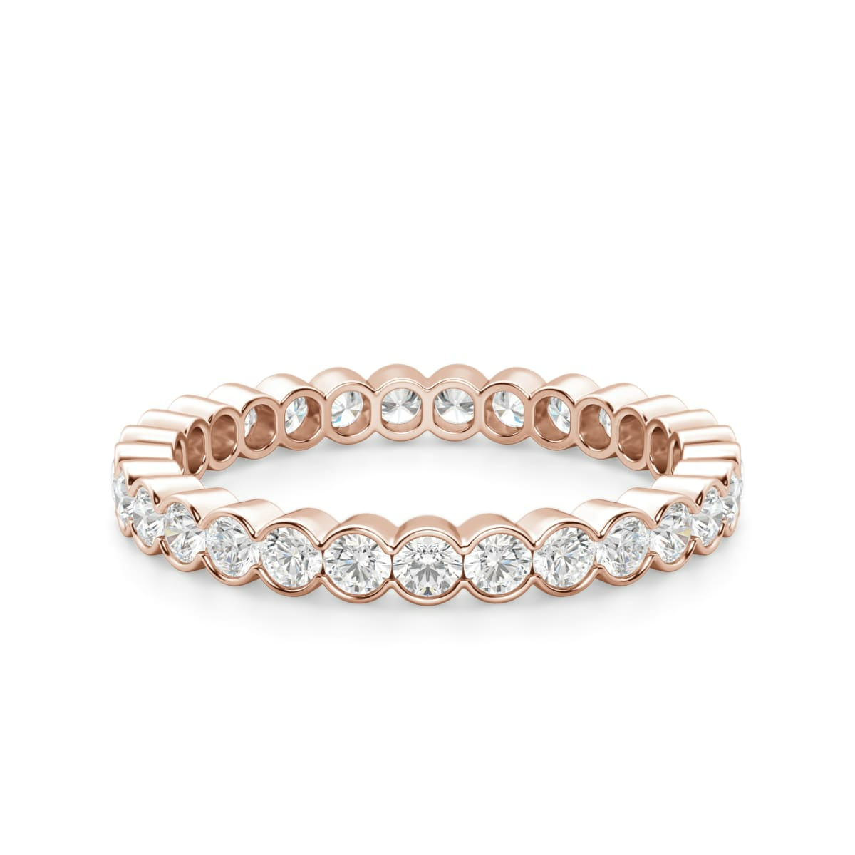 2.00 MM Round Cut Half Bezel Eternity Band