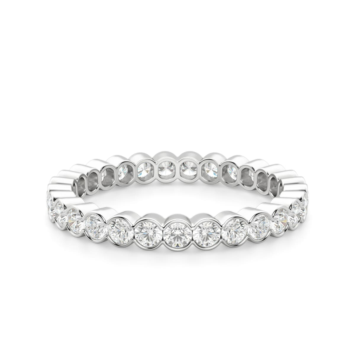 2.00 MM Round Cut Half Bezel Eternity Band