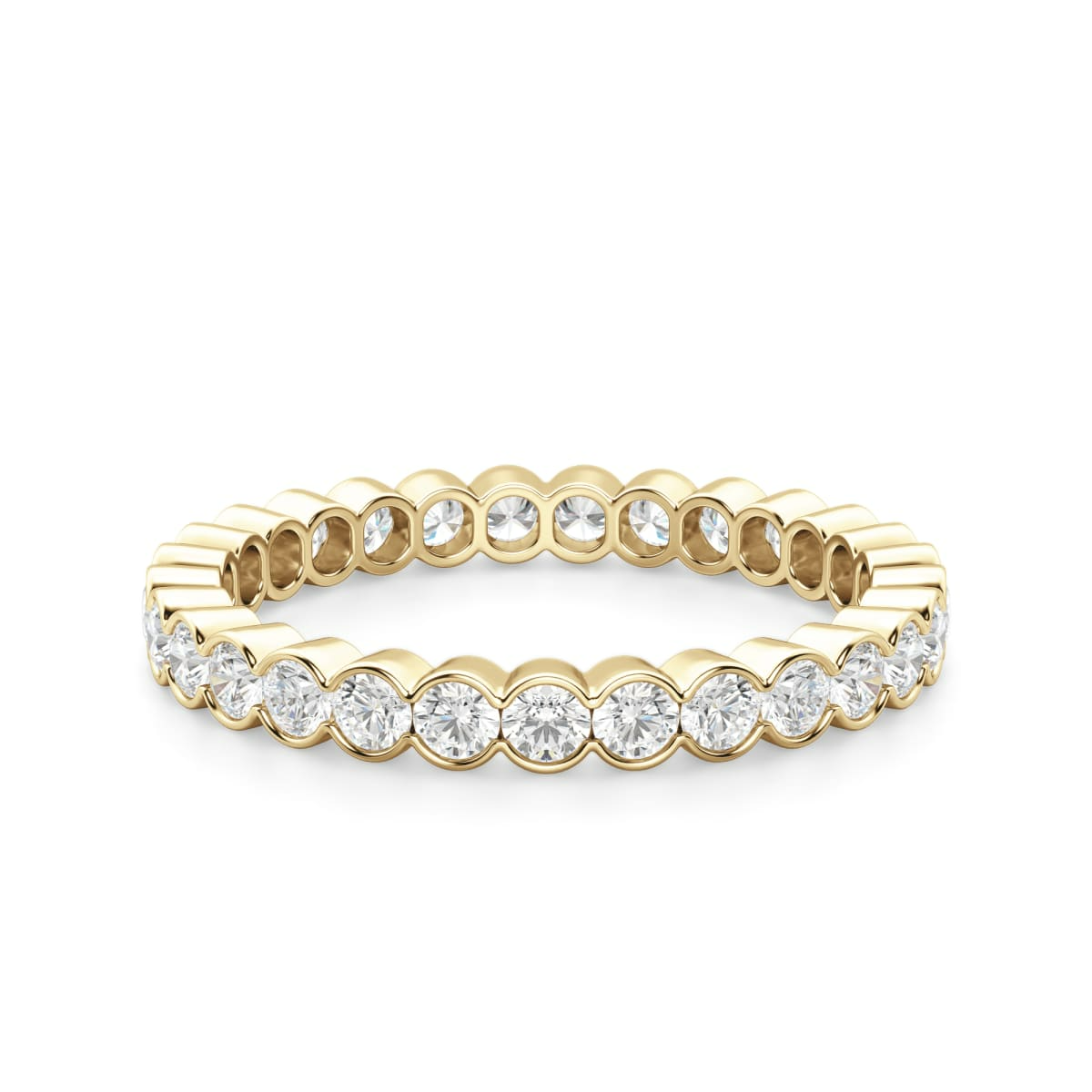 2.00 MM Round Cut Half Bezel Eternity Band