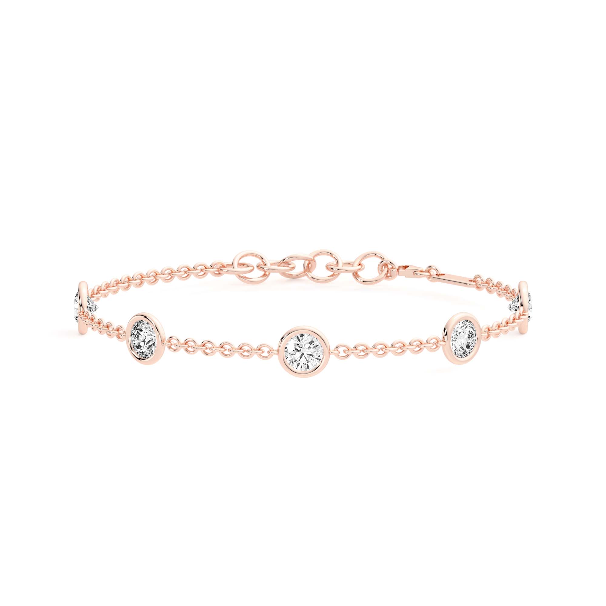 5 Stone Round Cut Station Bracelet
