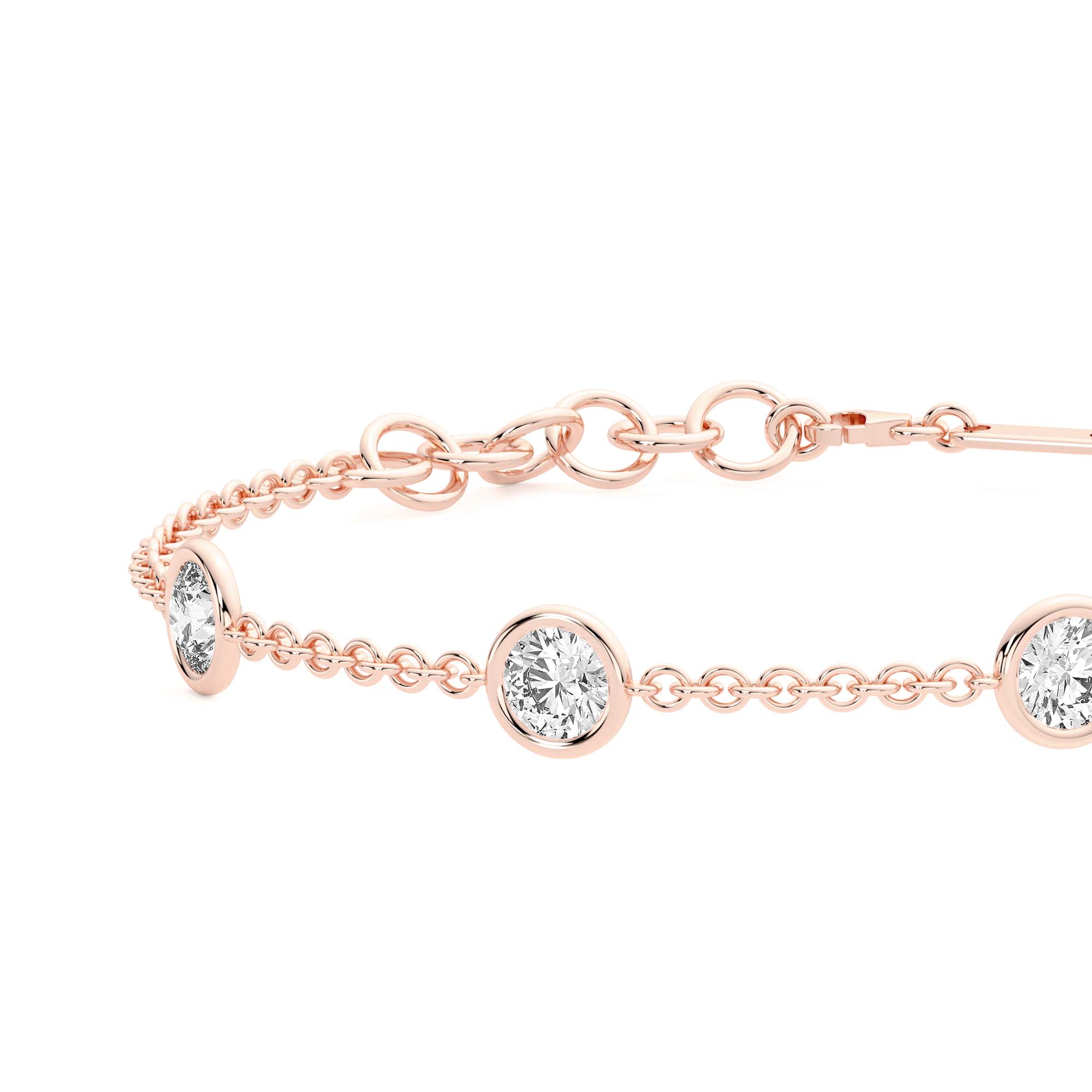 5 Stone Round Cut Station Bracelet