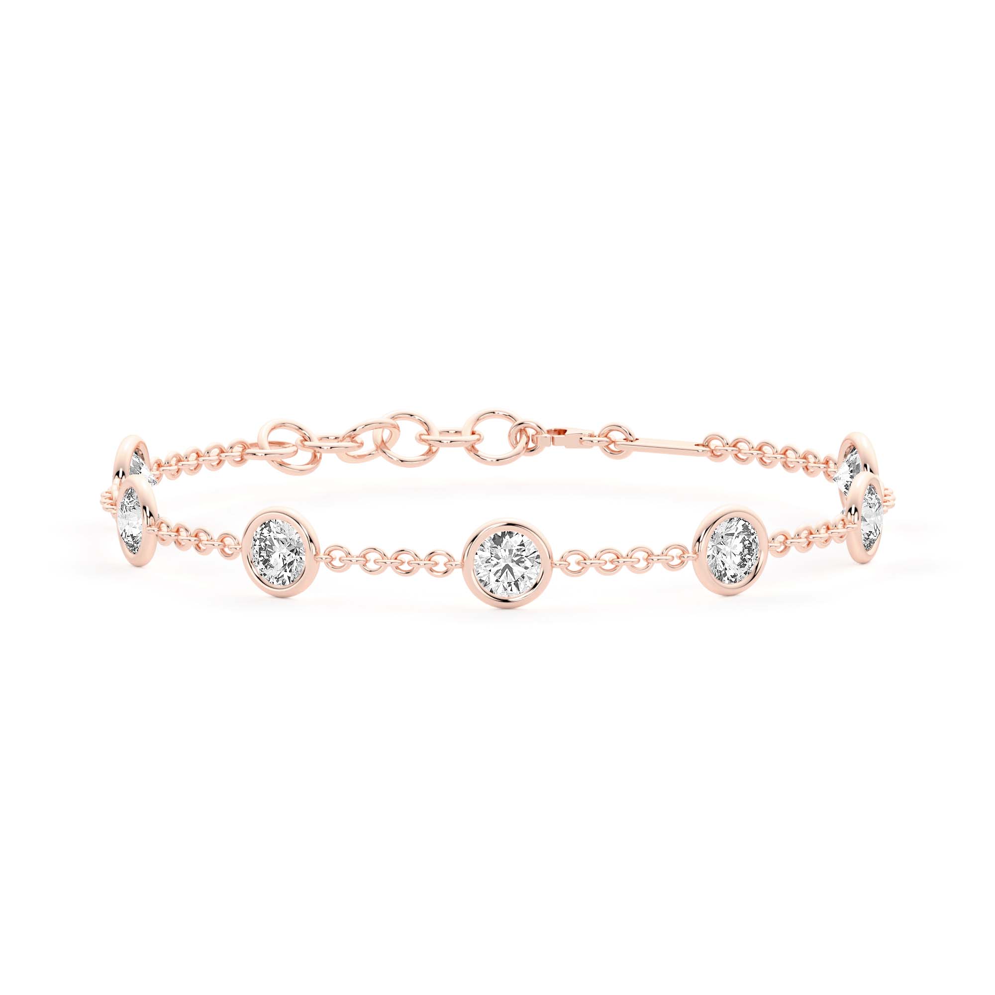 7 Stone Round Cut Station Bracelet
