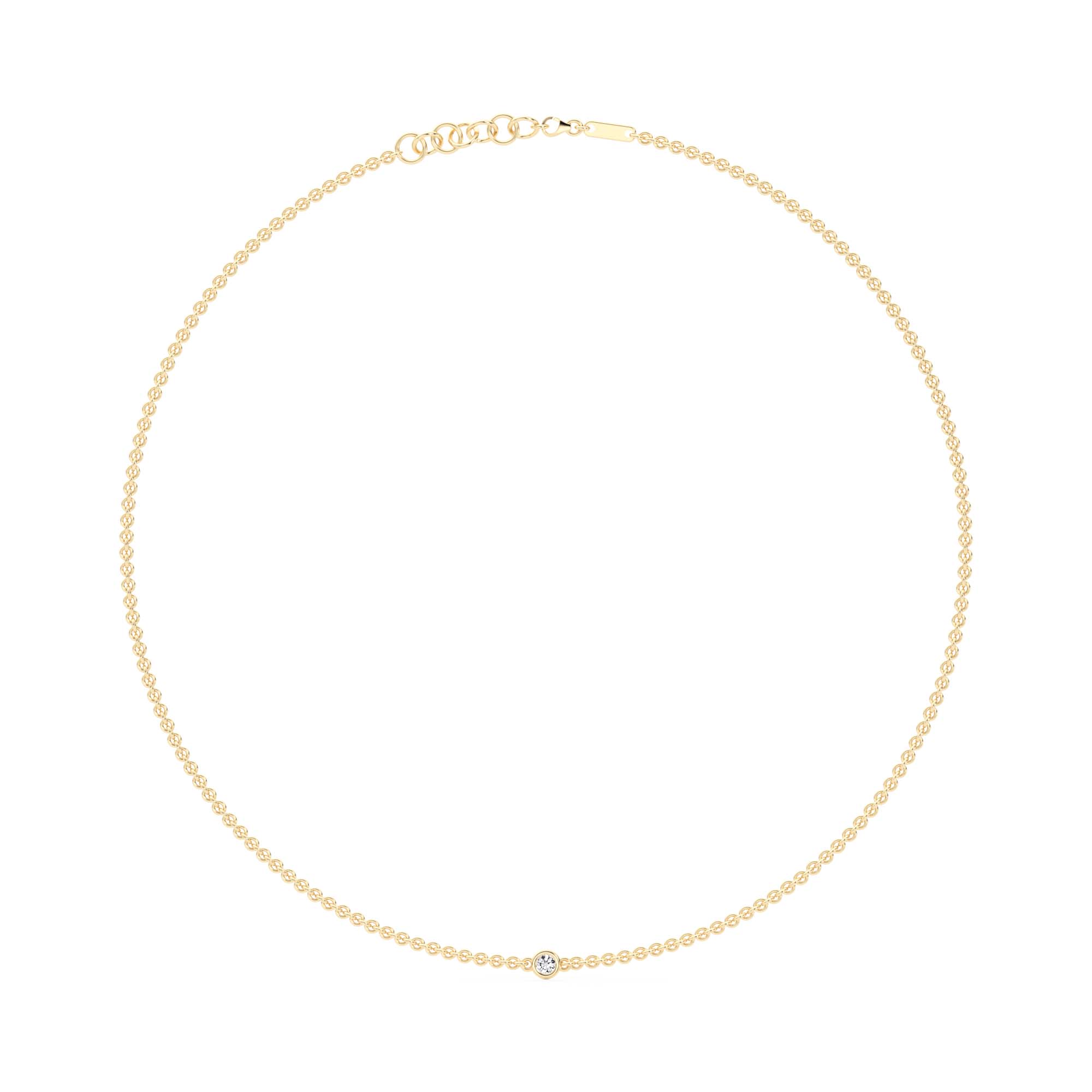 Single Stone Diamond Station Necklace