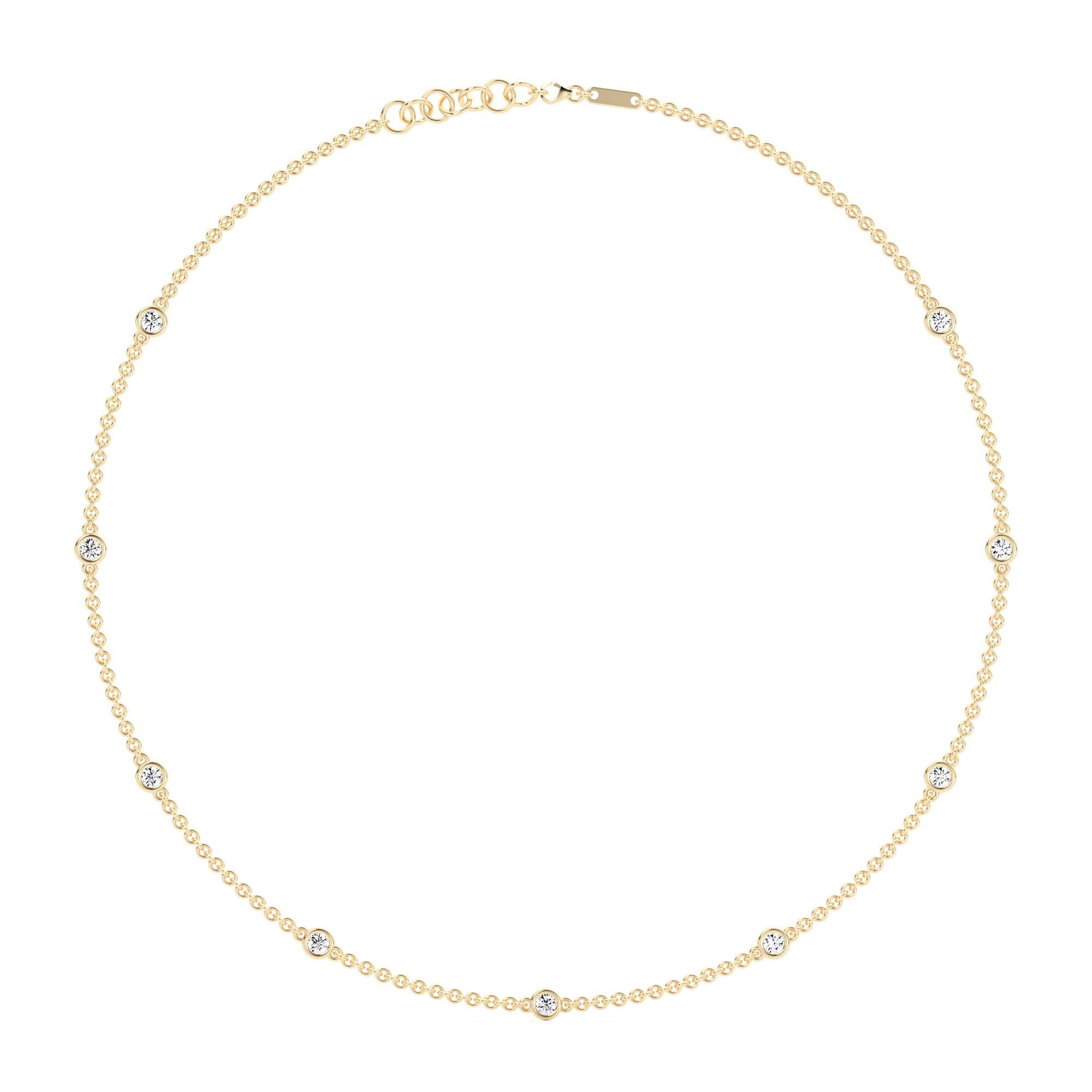 9 Stone Round Cut Station Necklace
