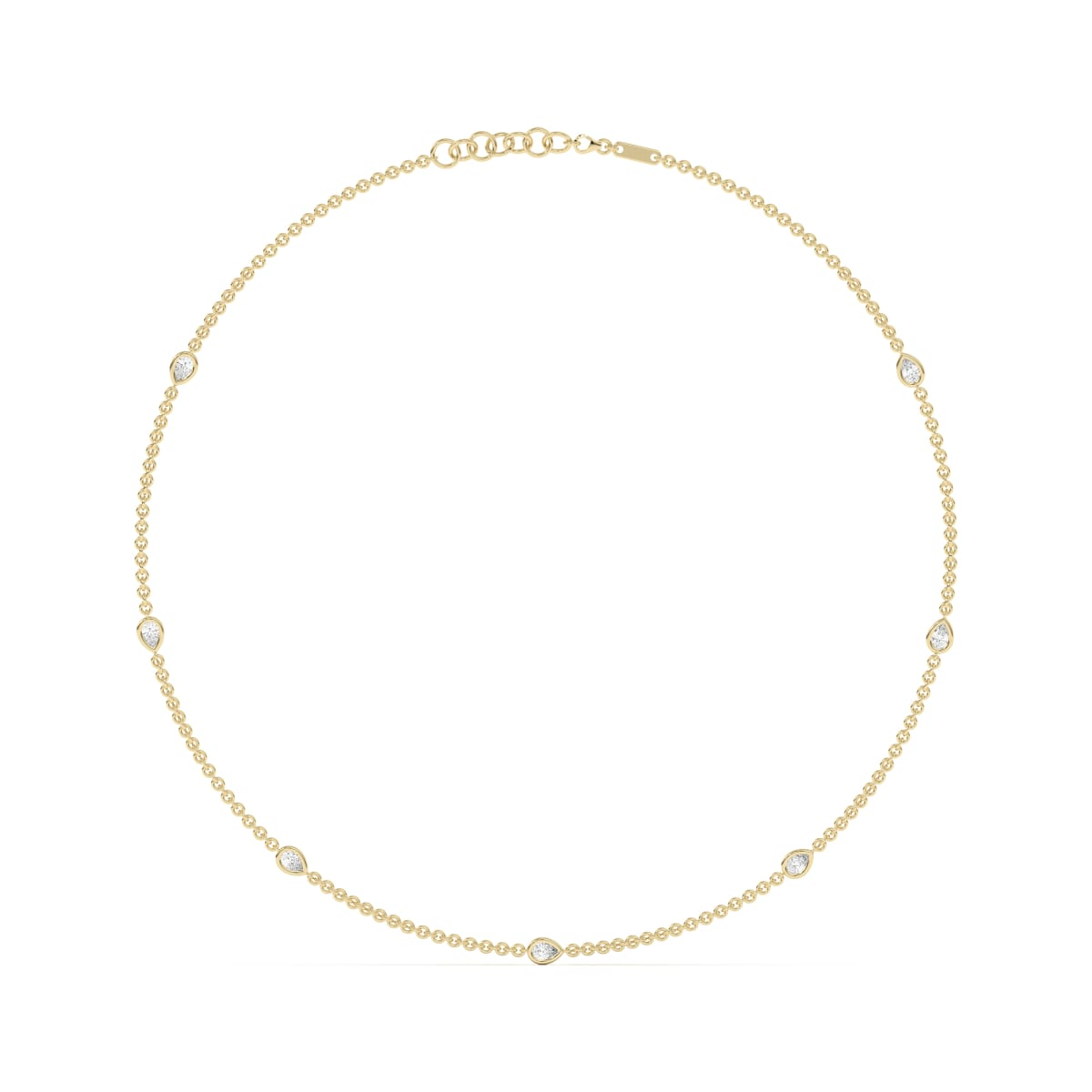 7 Stone Pear Cut Station Necklace