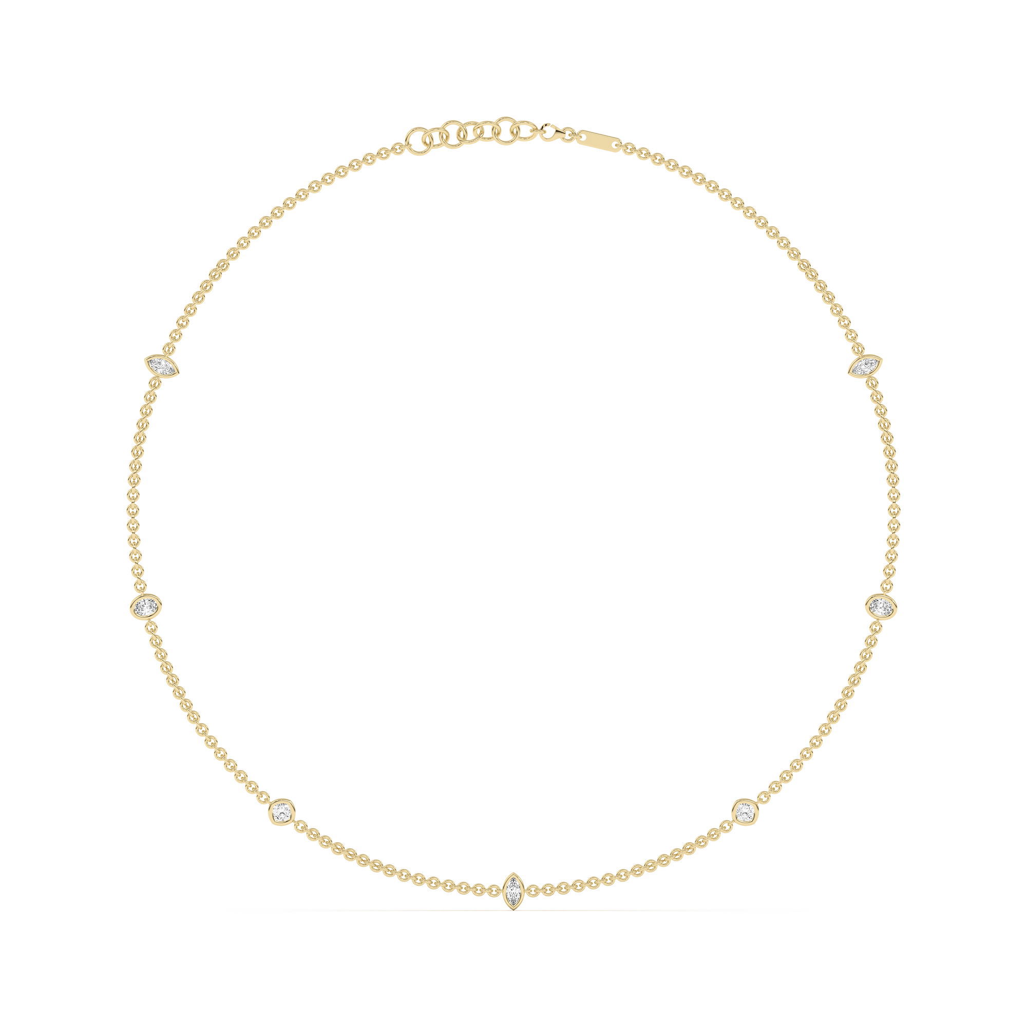 7 Stone Marquise Oval and Cushion Cut Station Necklace