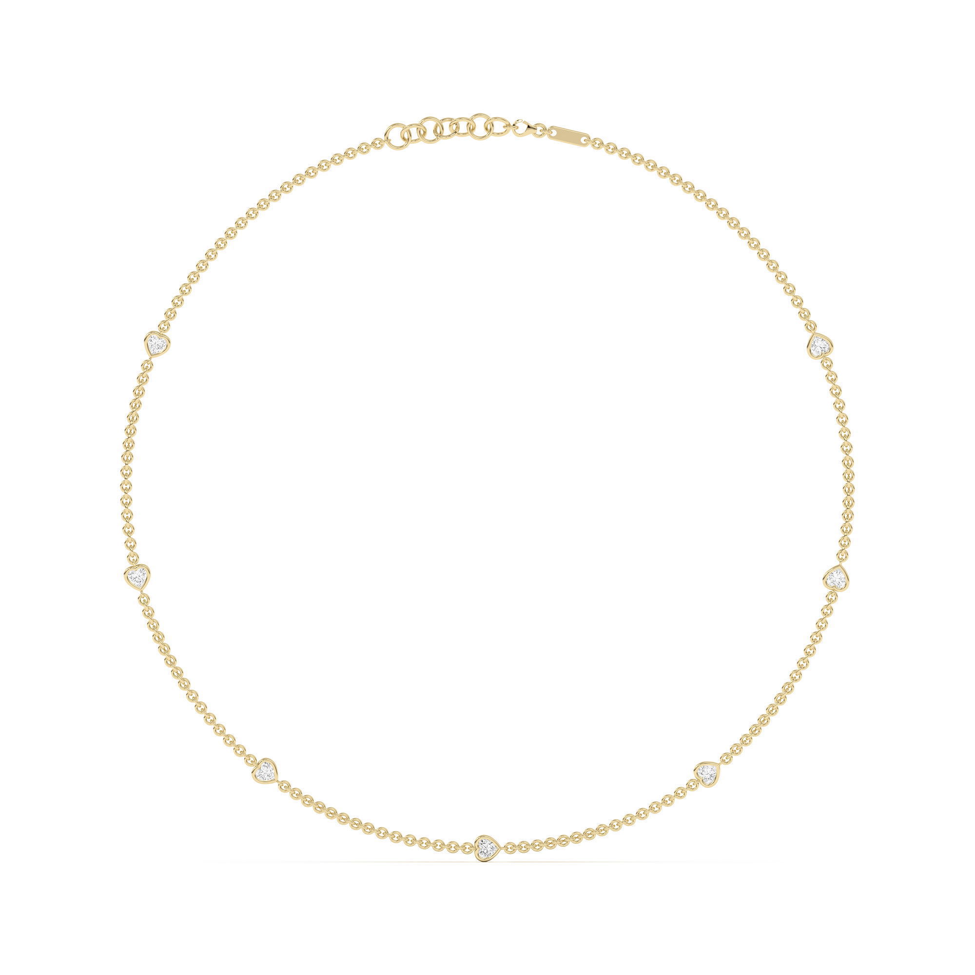 7 Stone Heart Cut Station Necklace