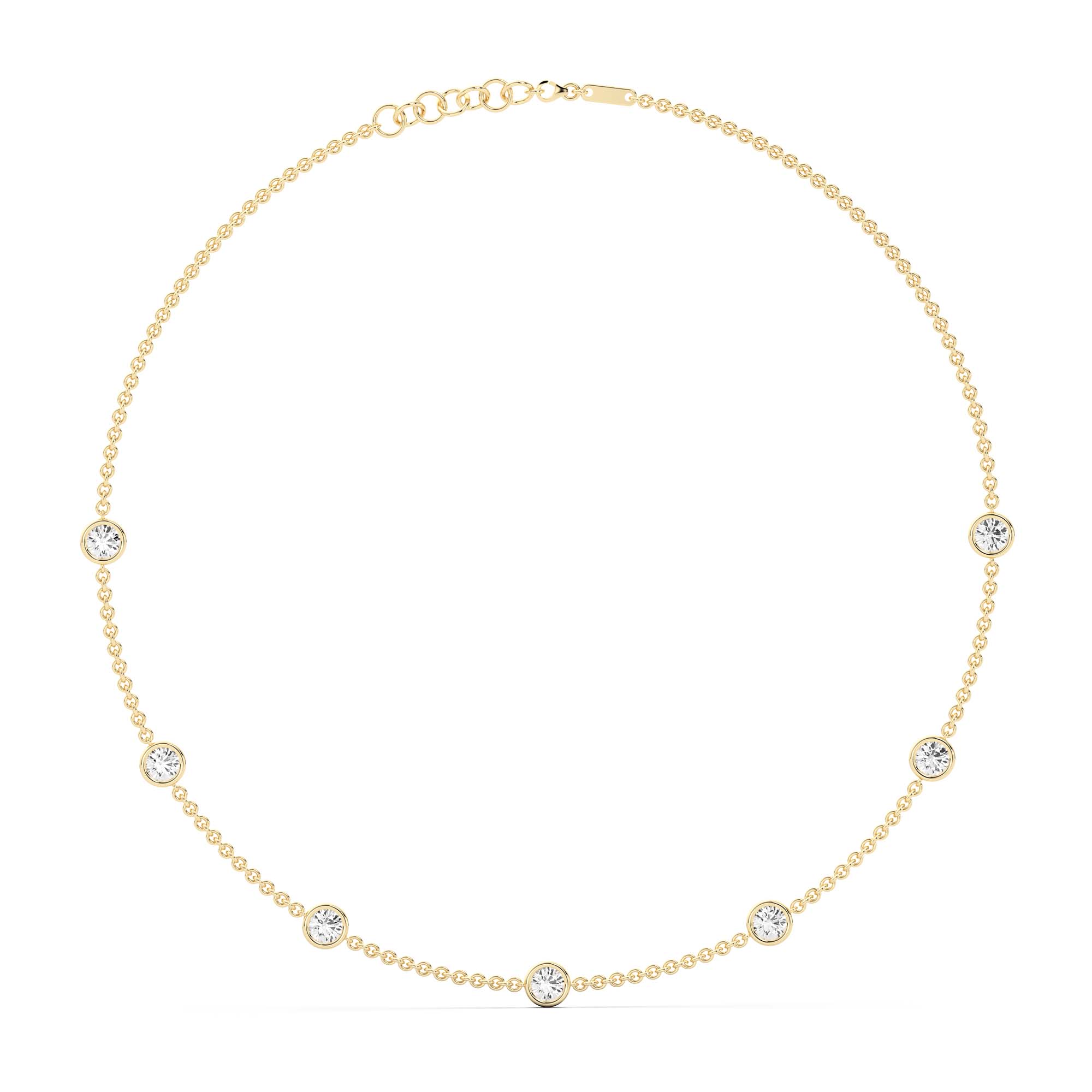 7 Stone Round Cut Station Necklace