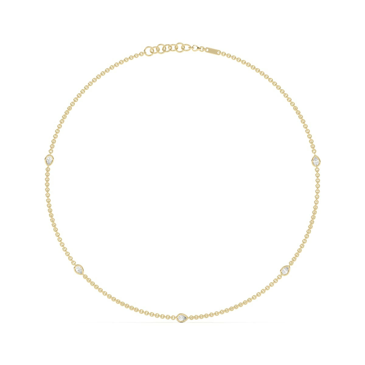 5 Stone Pear Cut Station Necklace with Pear Shaped Stations