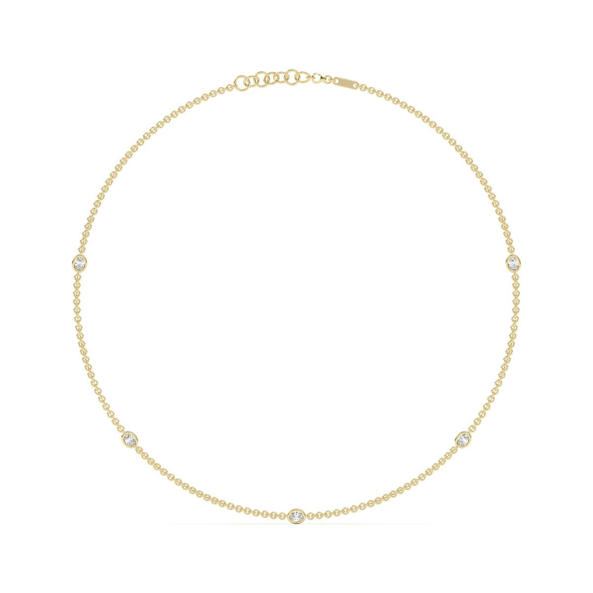 5 Stone Oval Cut Station Necklace with Oval Shaped Stations