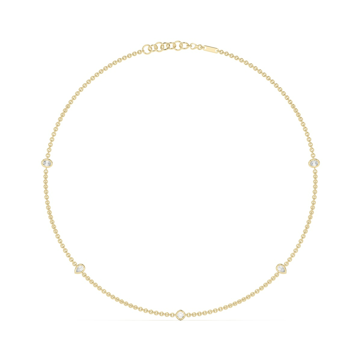 5 Stone Oval Pear and Cushion Cut Station Necklace