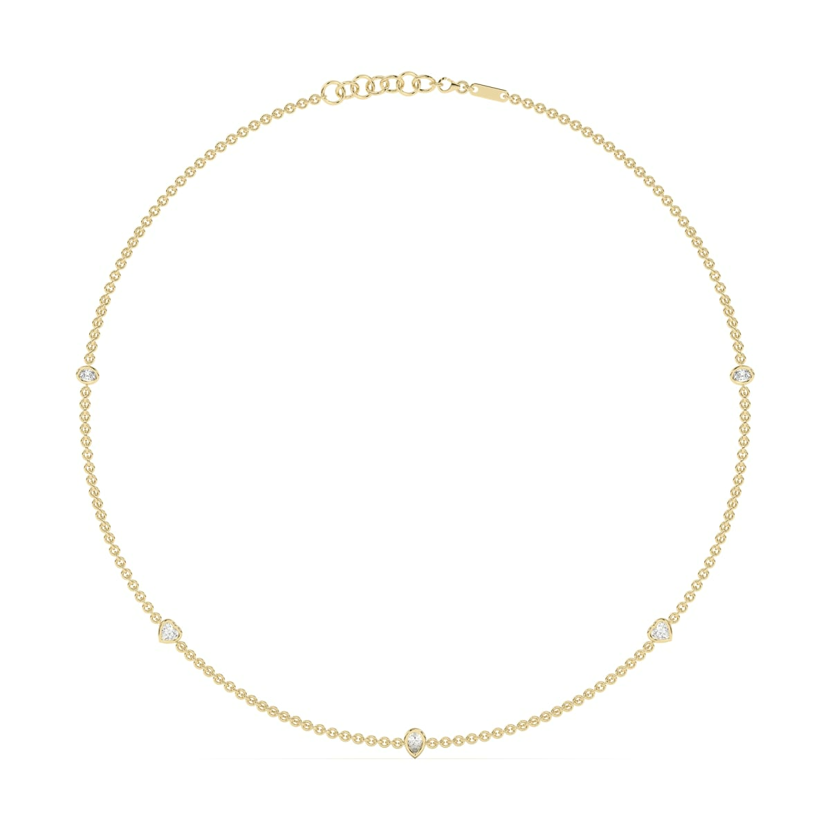 5 Stone Oval Heart and Pear Cut Station Necklace