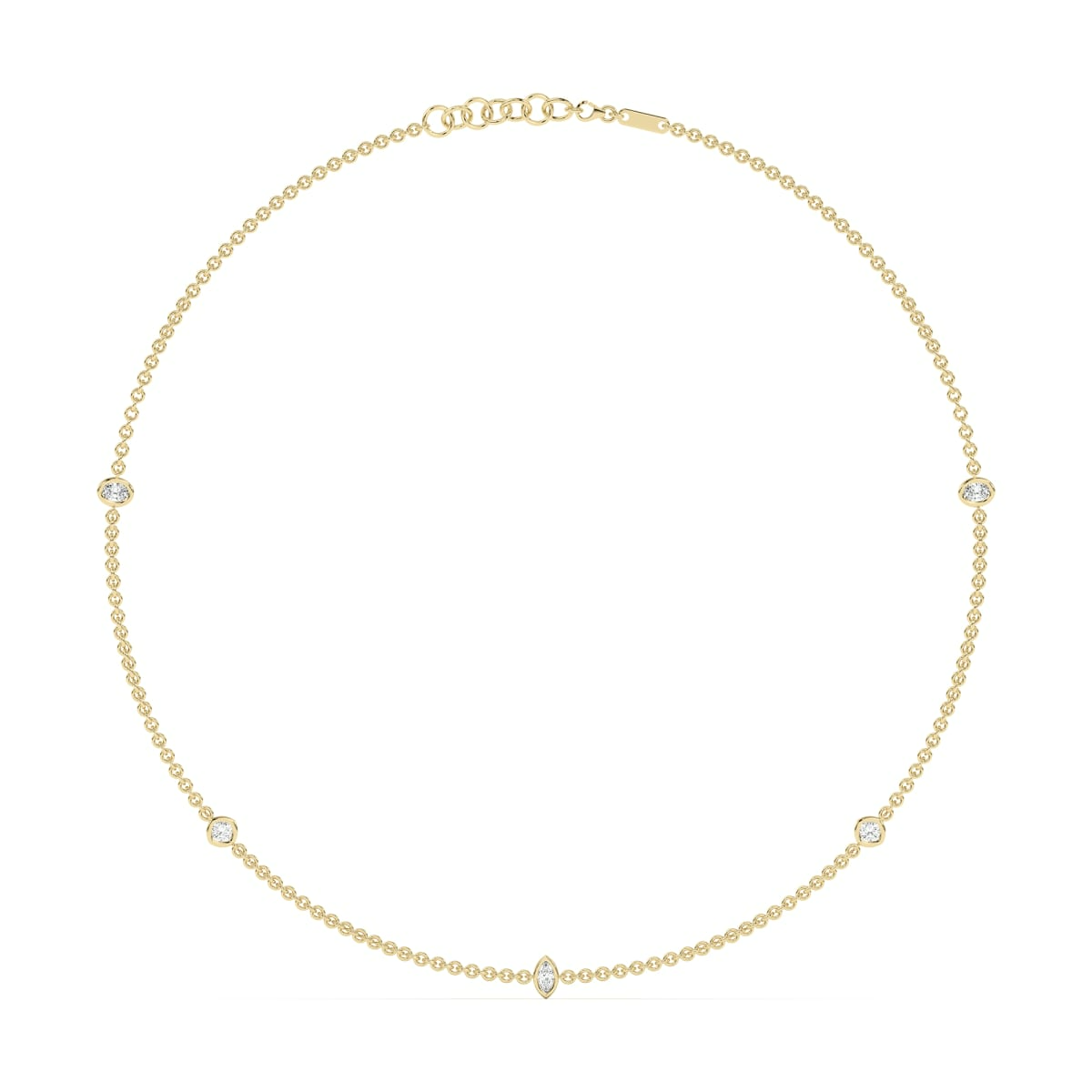 5 Stone Oval Cushion and Marquise Cut Station Necklace