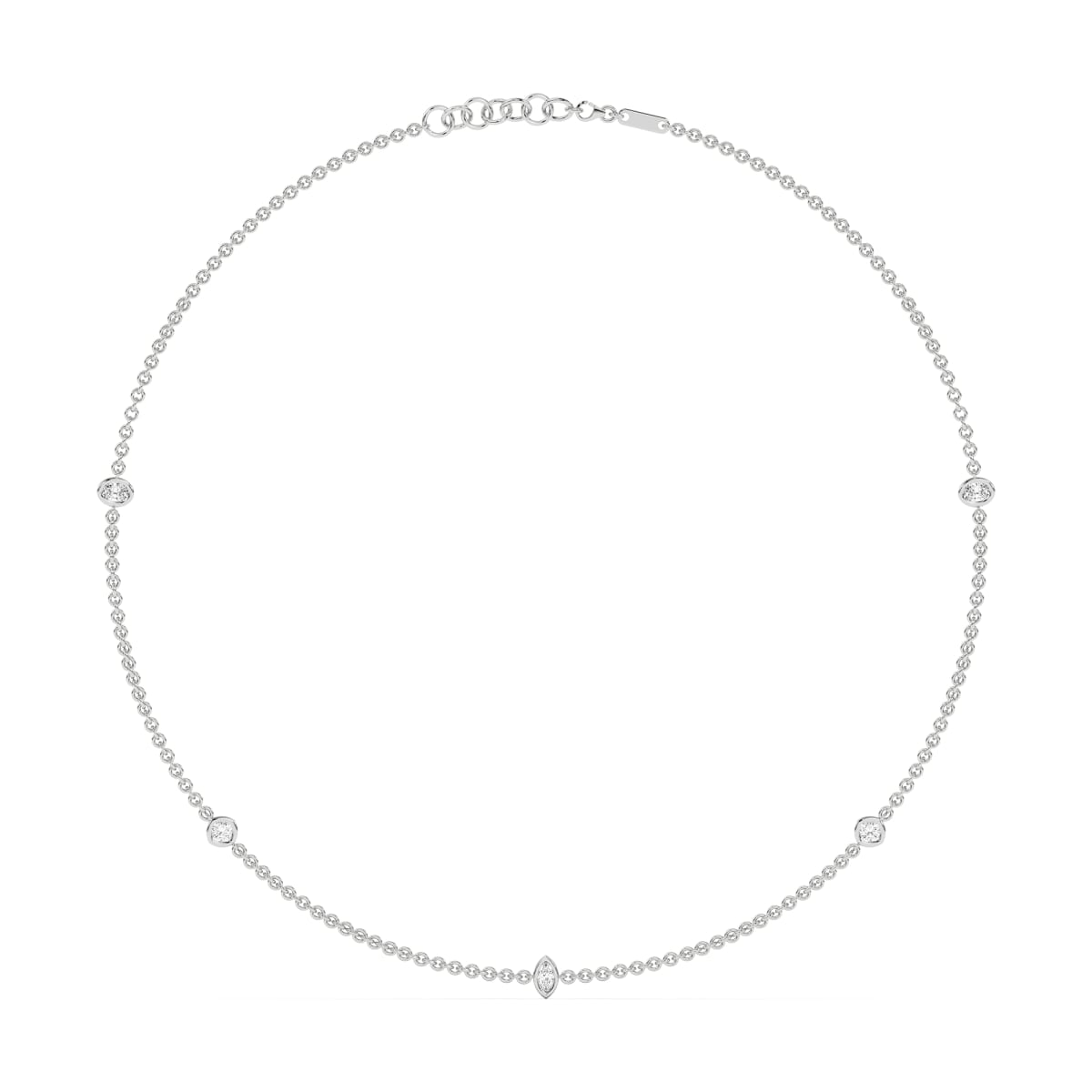 5 Stone Oval Cushion and Marquise Cut Station Necklace