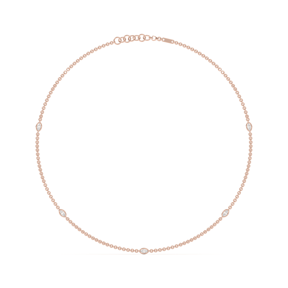 5 Stone Marquise Cut Station Necklace with Marquise Shaped Stations