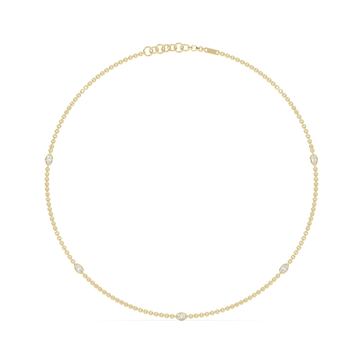 5 Stone Marquise Cut Station Necklace with Marquise Shaped Stations