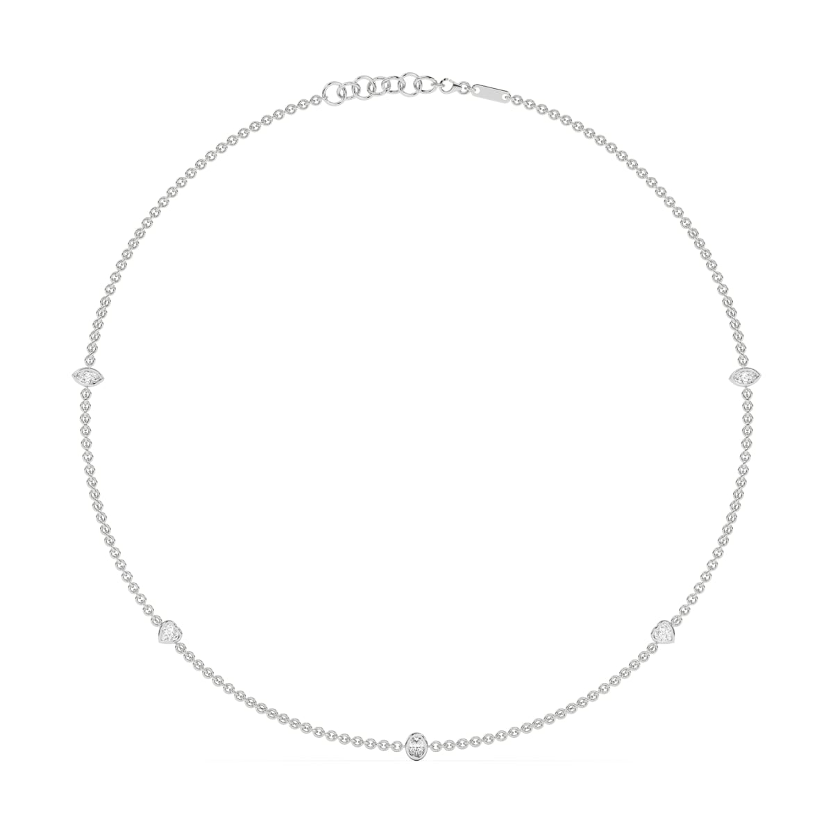 5 Stone Marquise Pear and Oval Cut Station Necklace