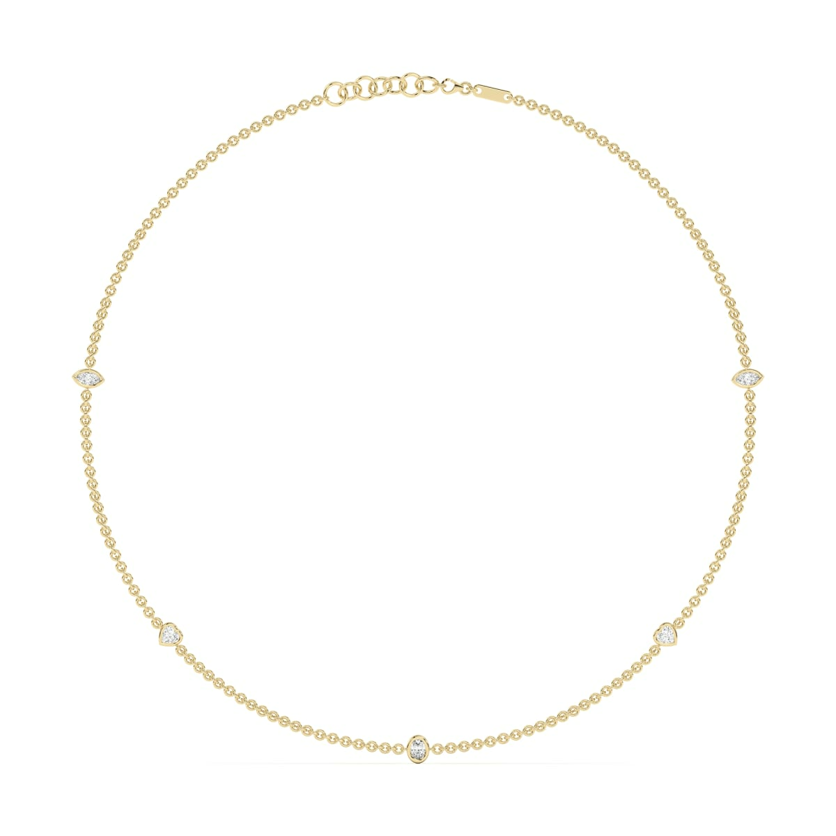 5 Stone Marquise Pear and Oval Cut Station Necklace