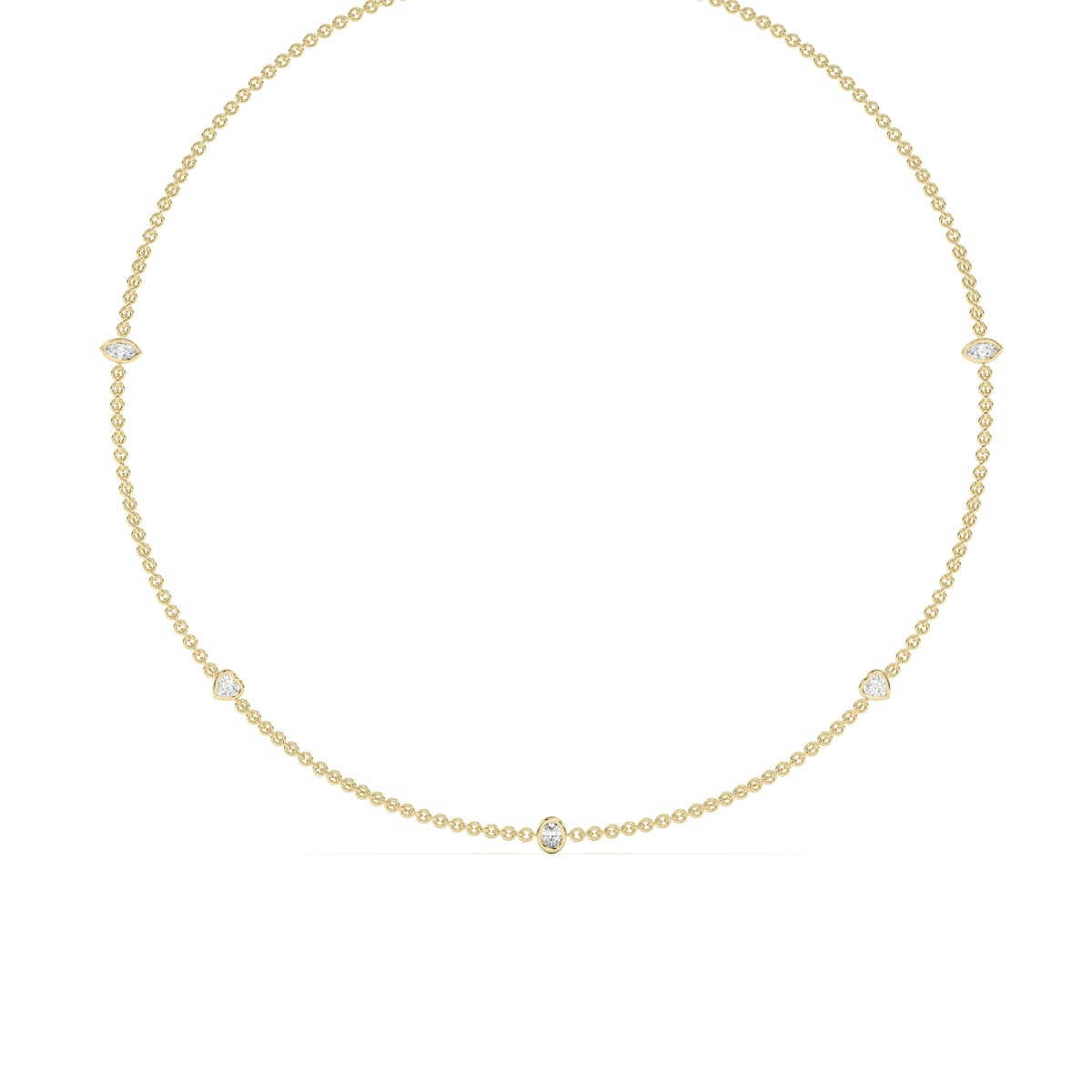 5 Stone Marquise Heart and Oval Cut Station Necklace 0.75 tcw Diamond Nexus Alternative