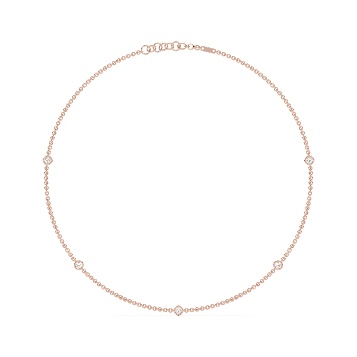 5 Stone Cushion Cut Station Necklace with Cushion Shaped Stations