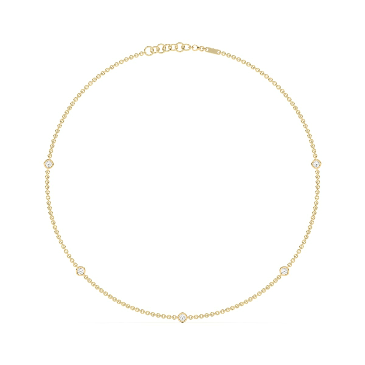 5 Stone Cushion Cut Station Necklace with Cushion Shaped Stations