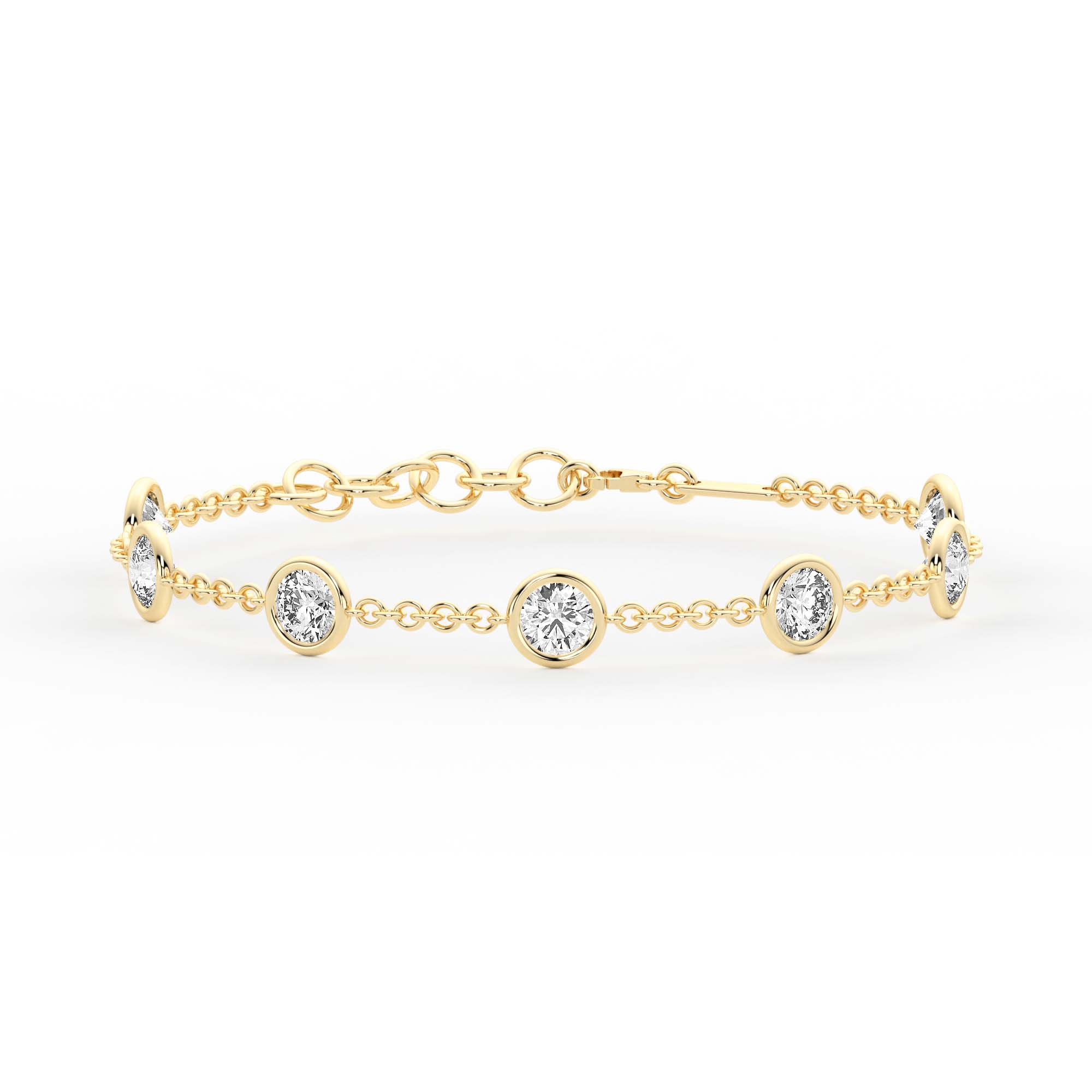 7 Stone Round Cut Station Bracelet