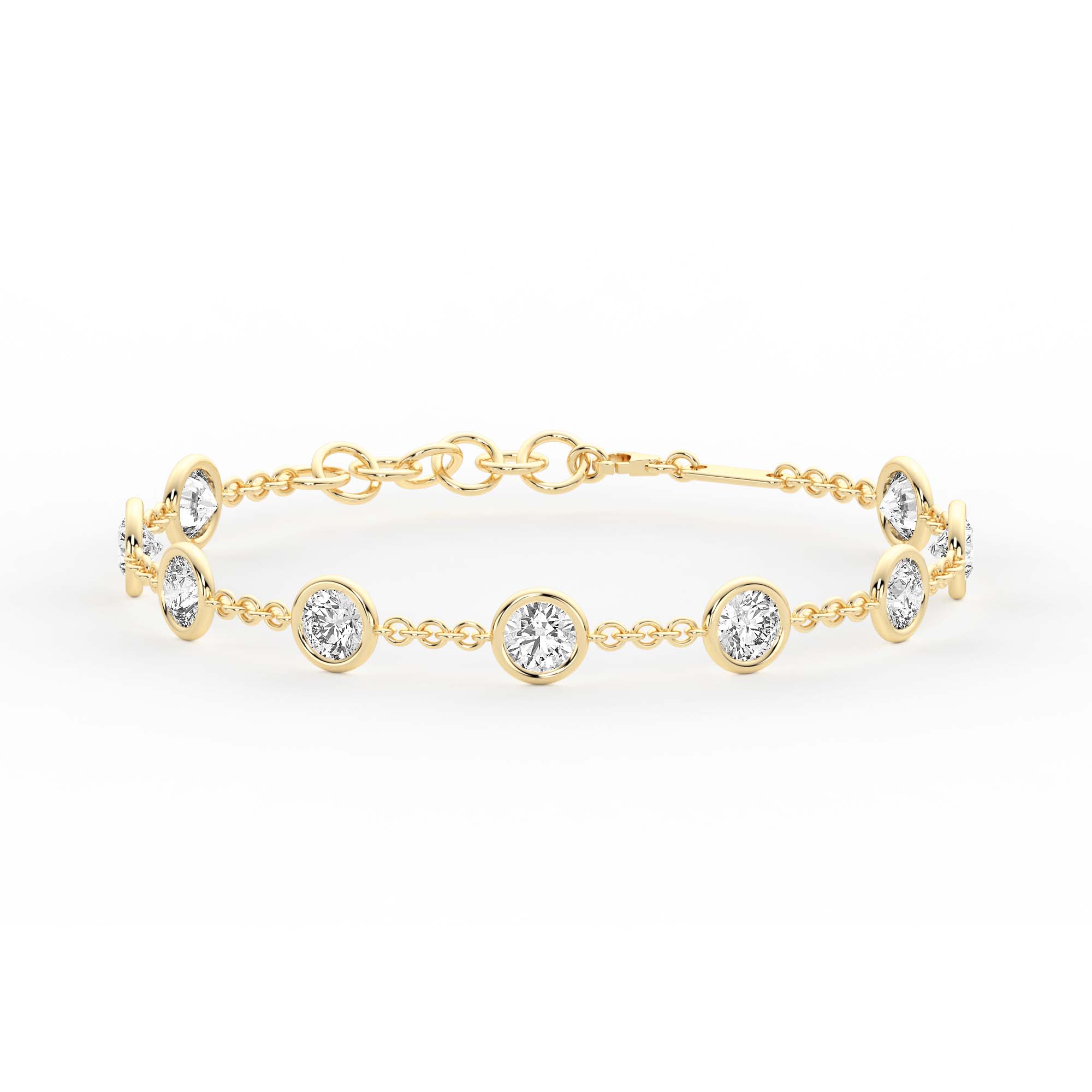 9 Stone Round Cut Station Bracelet