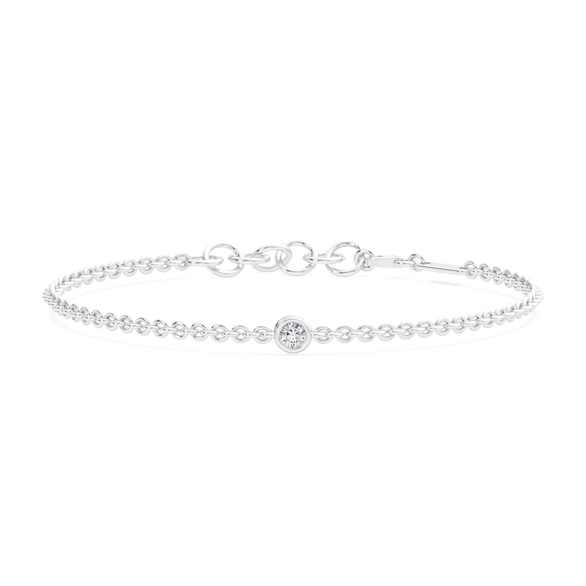 Single Stone Round Cut Station Bracelet