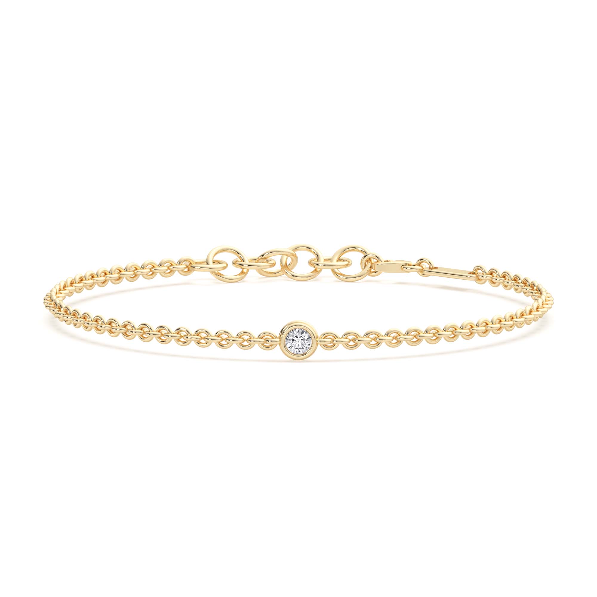 Single Stone Round Cut Station Bracelet