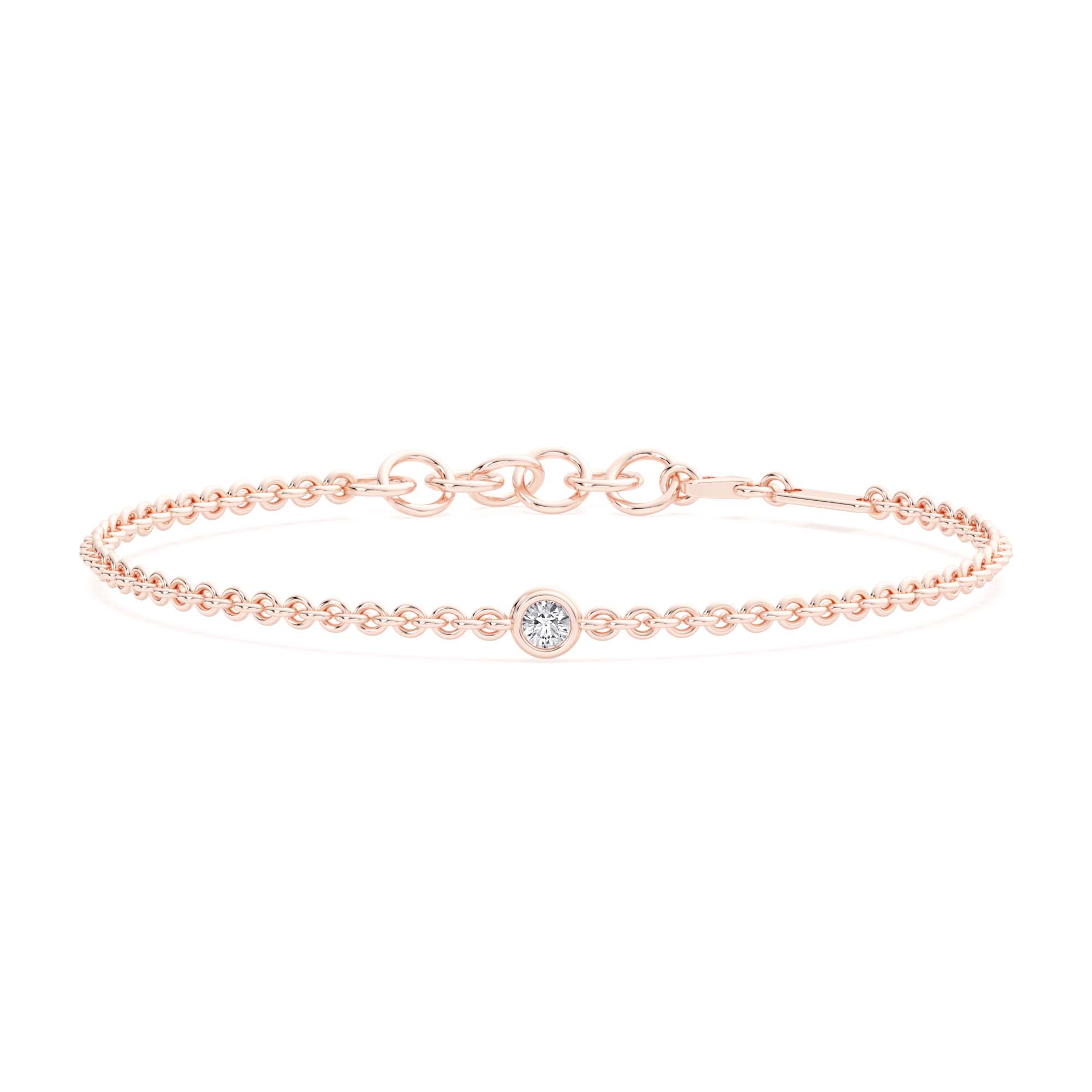 Single Stone Round Cut Station Bracelet