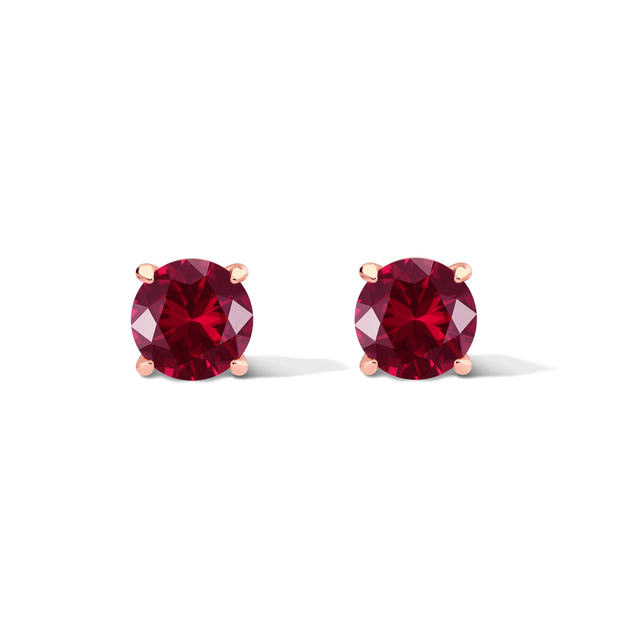 Claw Prong Basket Set Stud Earrings Vivid Red NanoSital