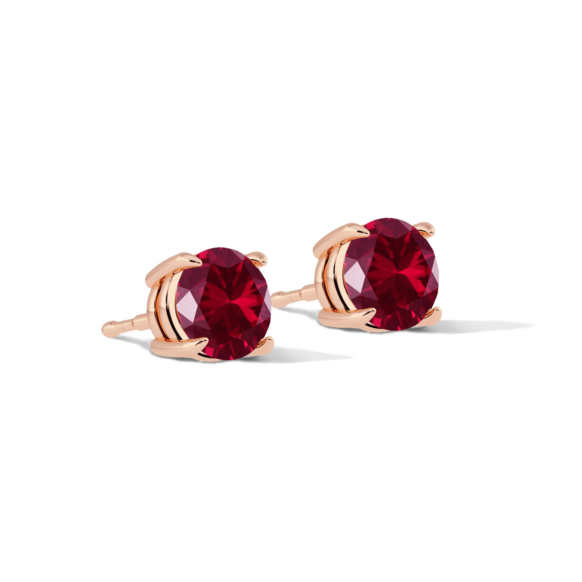 Claw Prong Basket Set Stud Earrings Vivid Red NanoSital