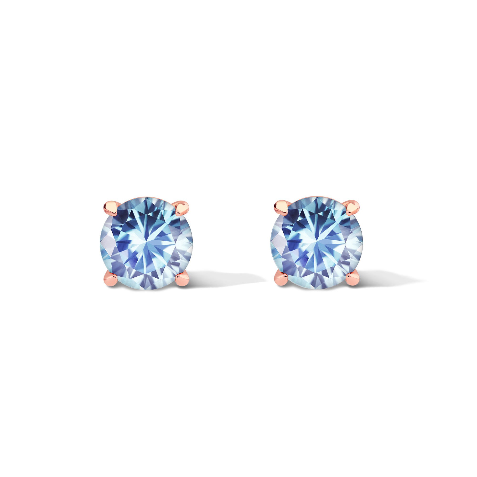 Claw Prong Basket Set Stud Earrings Sky Blue NanoSital