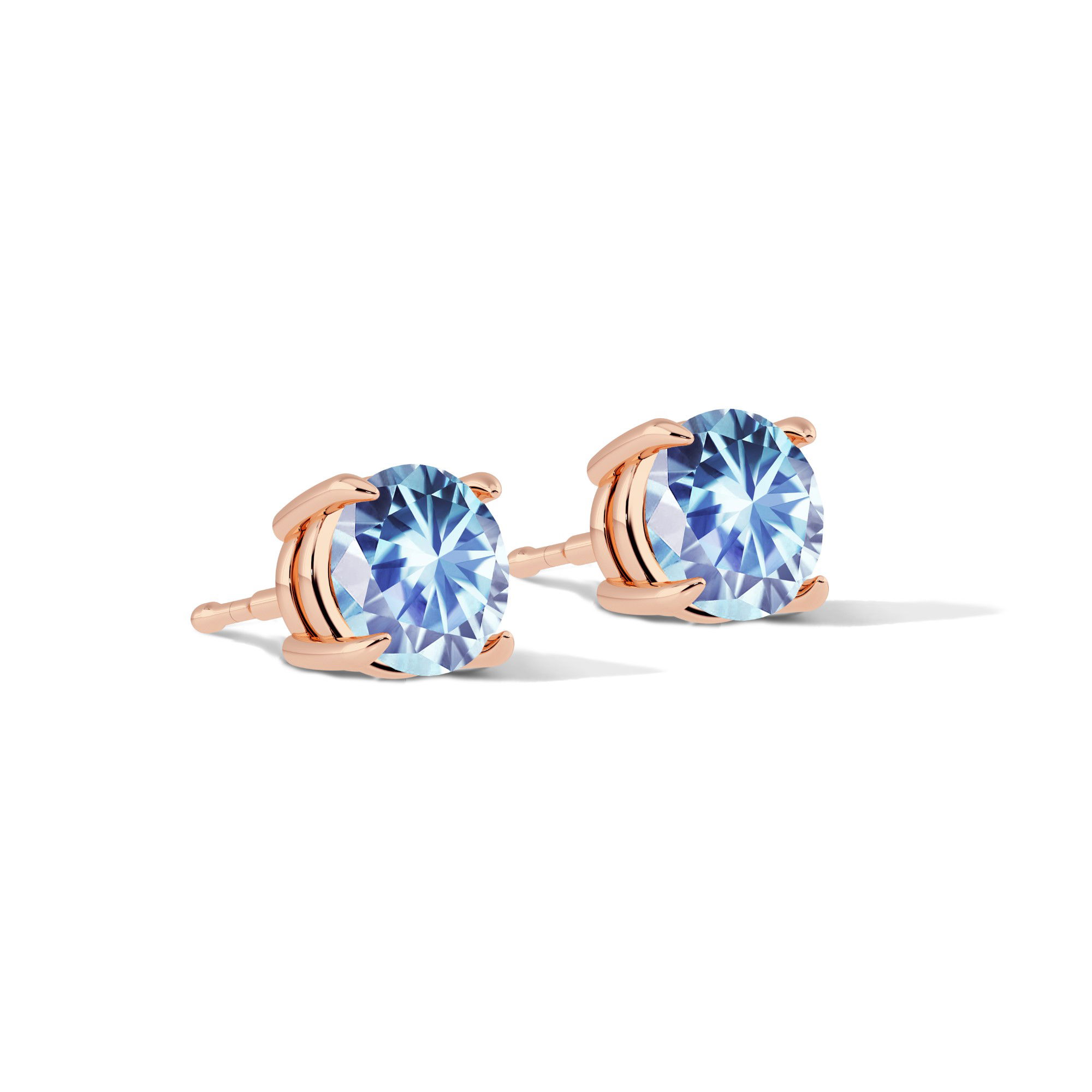 Claw Prong Basket Set Stud Earrings Sky Blue NanoSital
