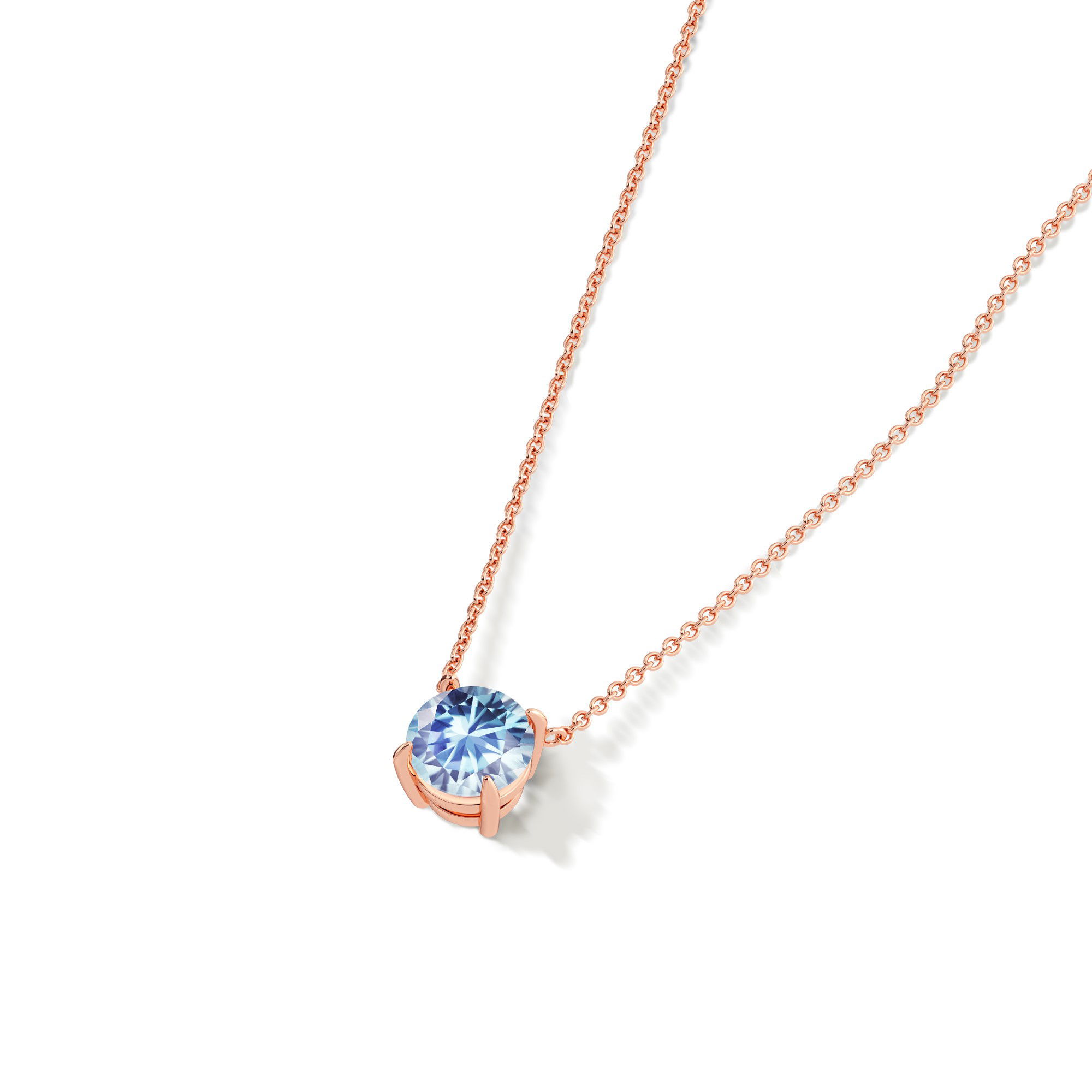 Claw Prong Basket Set Necklace Sky Blue NanoSital