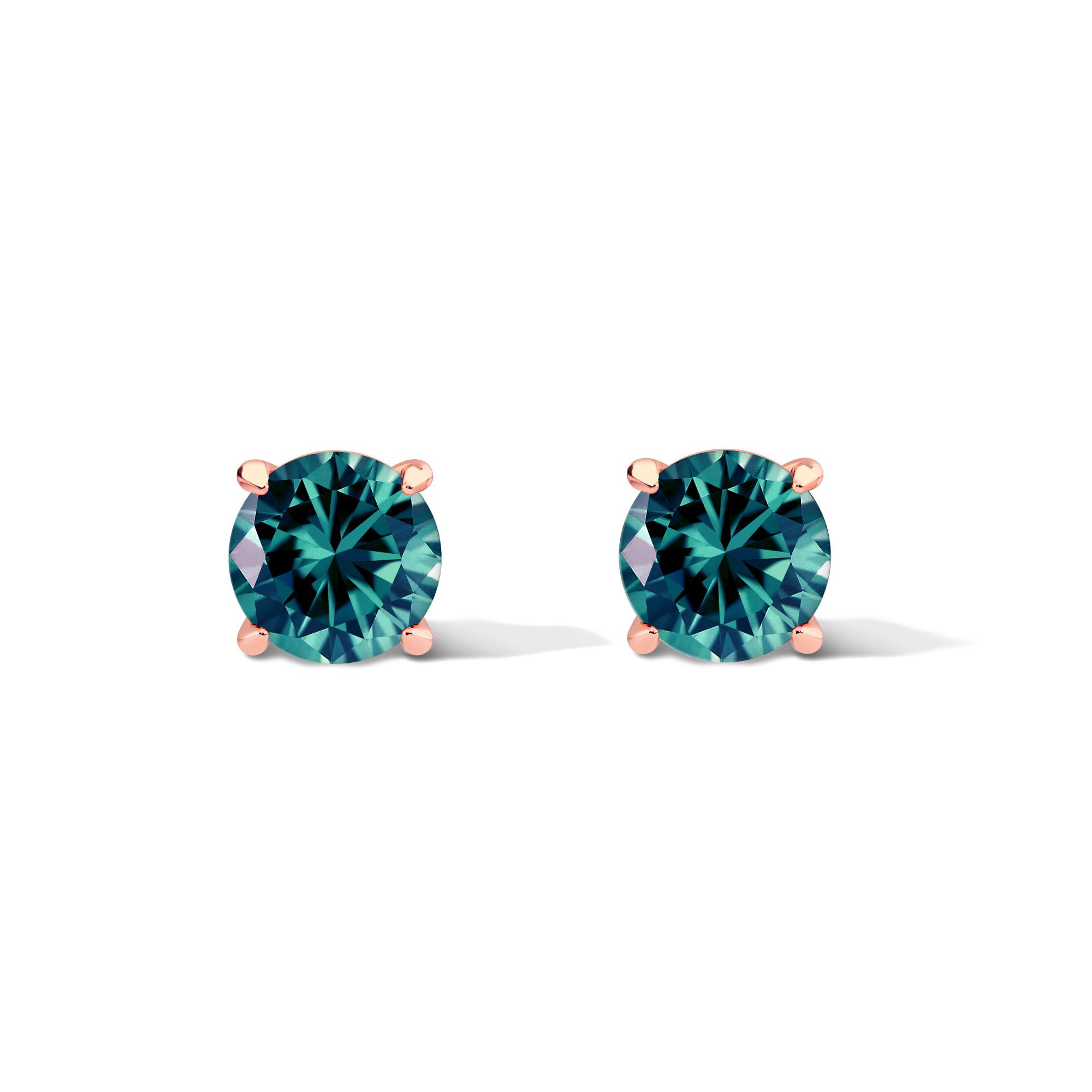 Claw Prong Basket Set Stud Earrings Peacock NanoSital