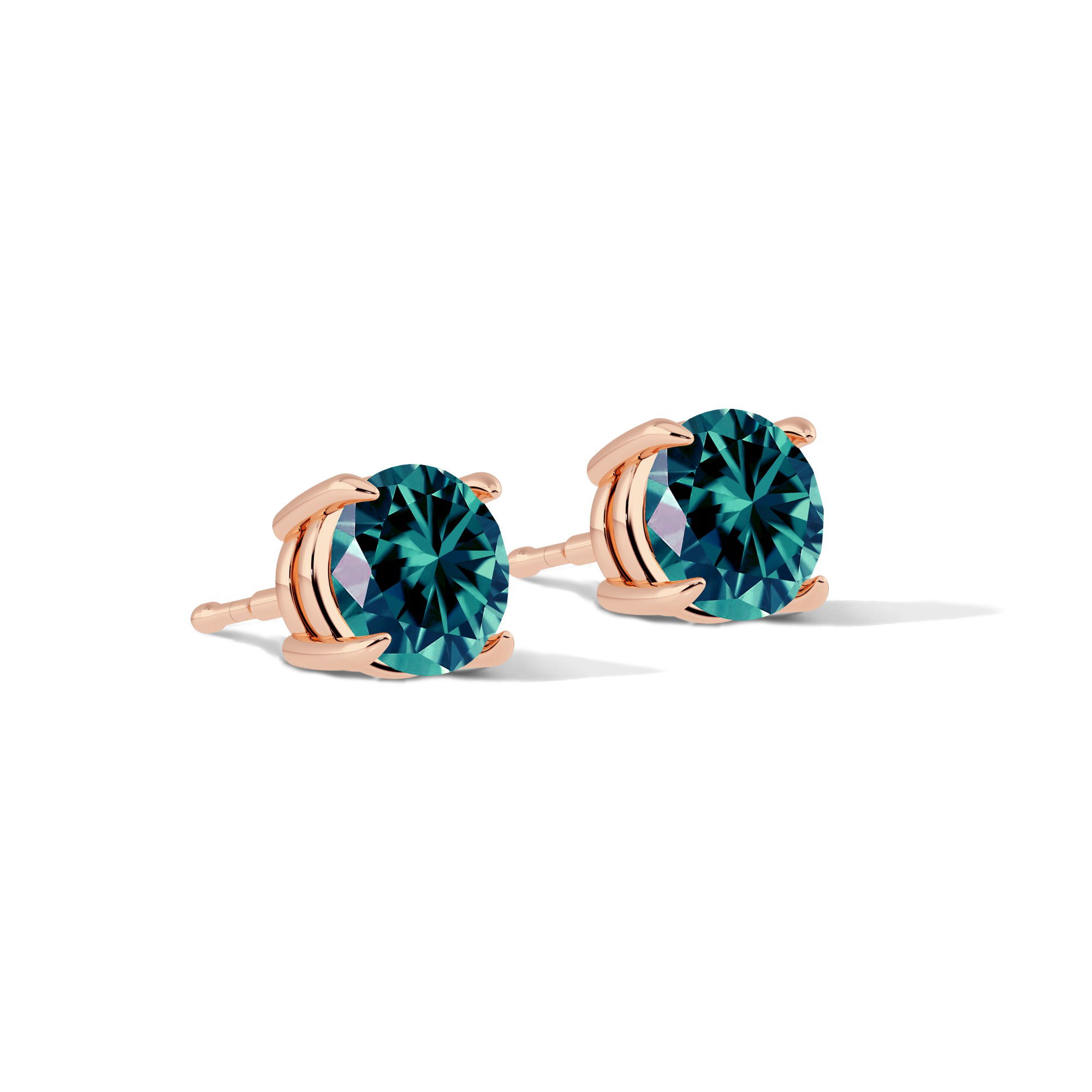 Claw Prong Basket Set Stud Earrings Peacock NanoSital