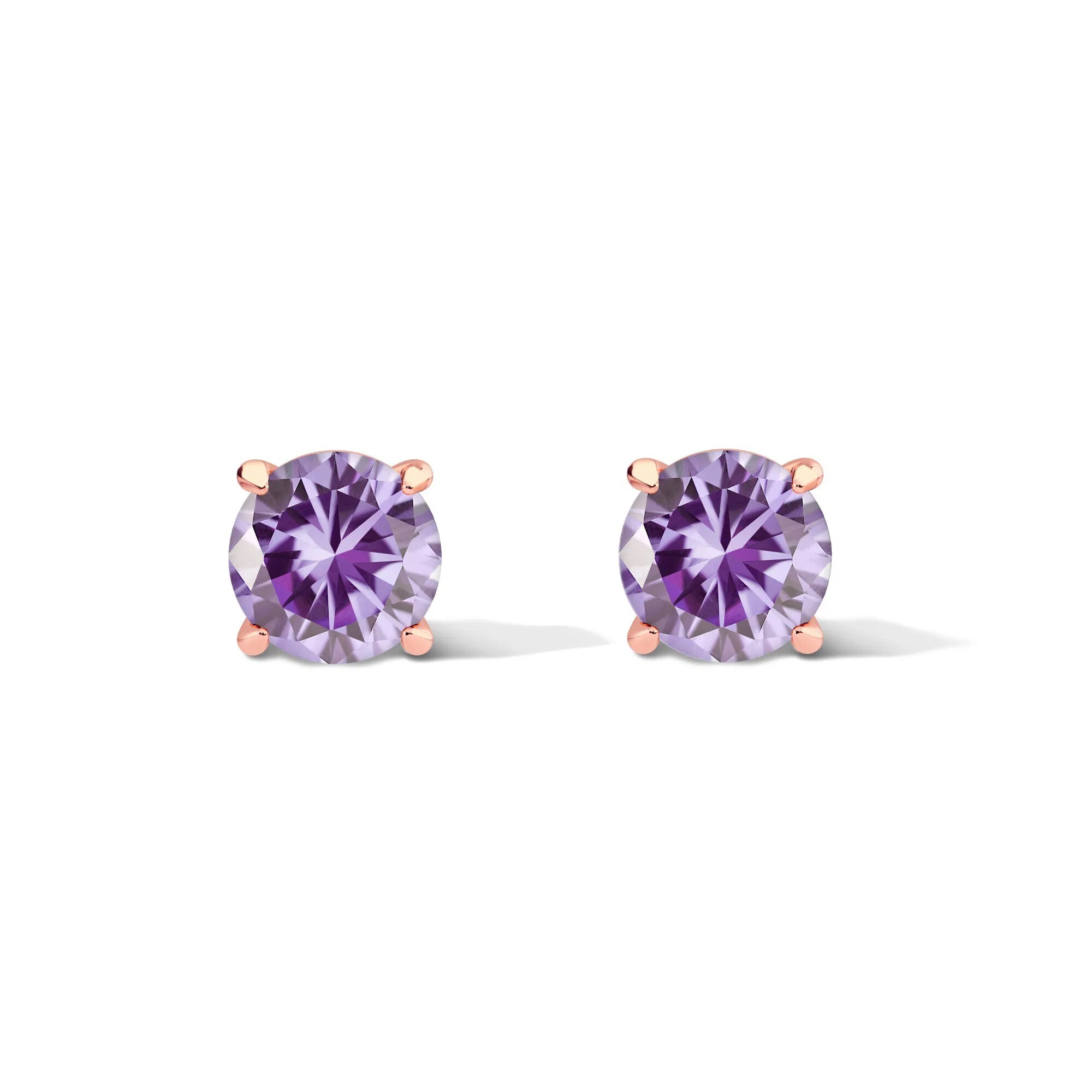 Claw Prong Basket Set Stud Earrings Lavender NanoSital