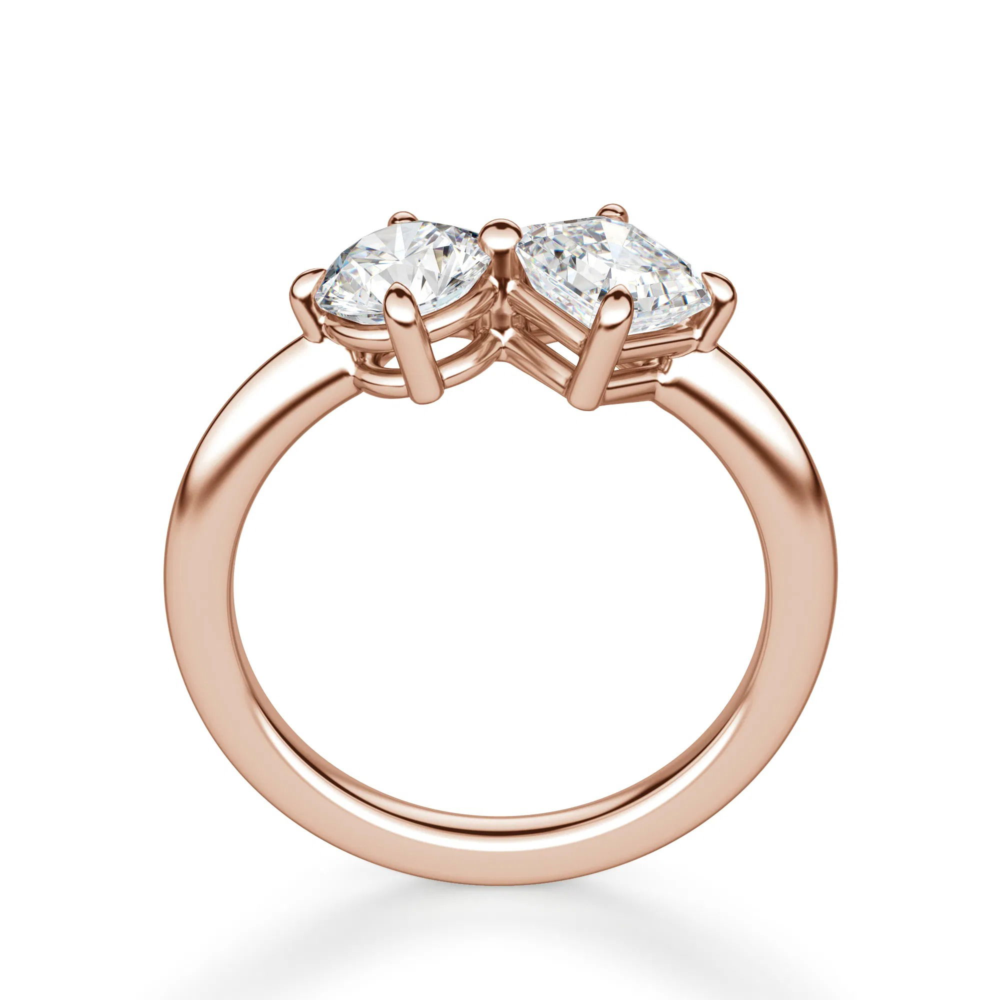 Toi et Moi Round and Asscher Cut Ring