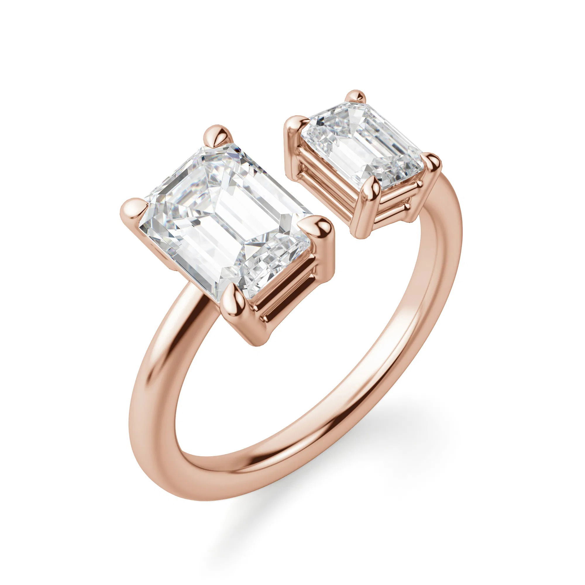 Toi et Moi Emerald Cut Engagement Ring
